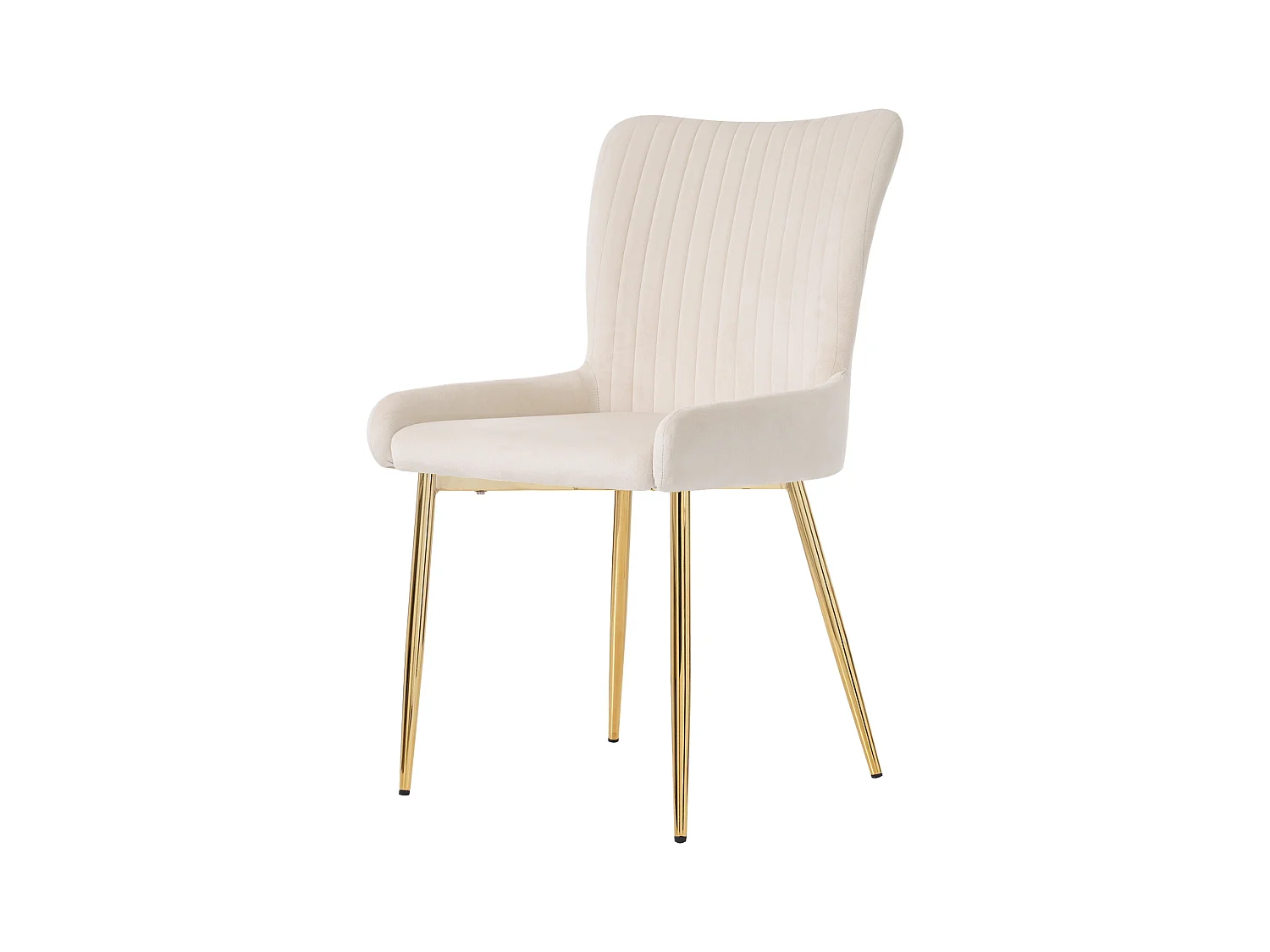 Set van 2 fluwelen eetkamerstoelen - 85 x 58 x 47 cm - luxe woonkamerstoel - vier gouden metalen poten - beige