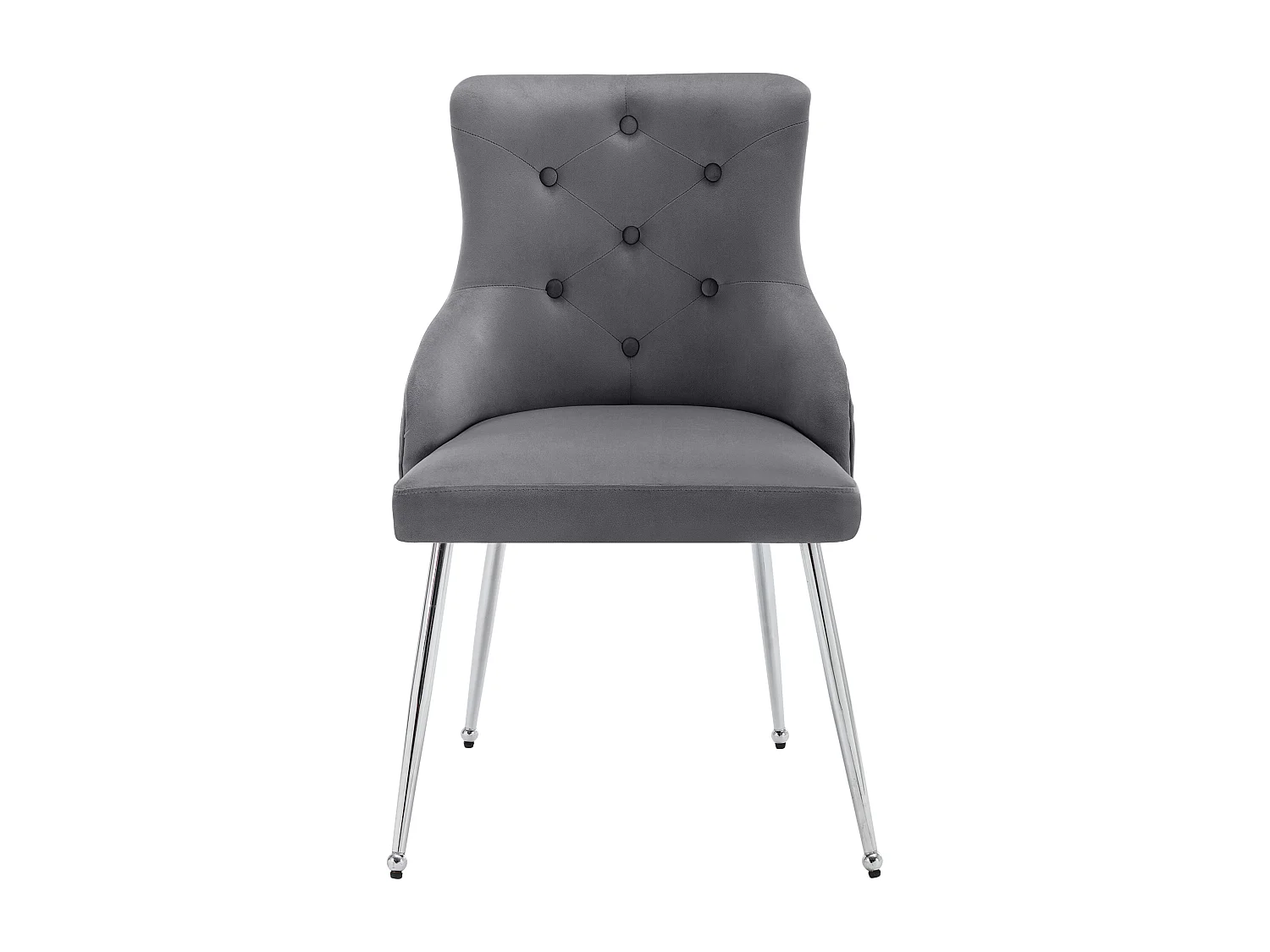 Lot de 2 chaises en velours - 87.5 x 58.5 x 54.5 cm - fauteuil rembourré avec coussin lombaire - avec pieds en métal - gris