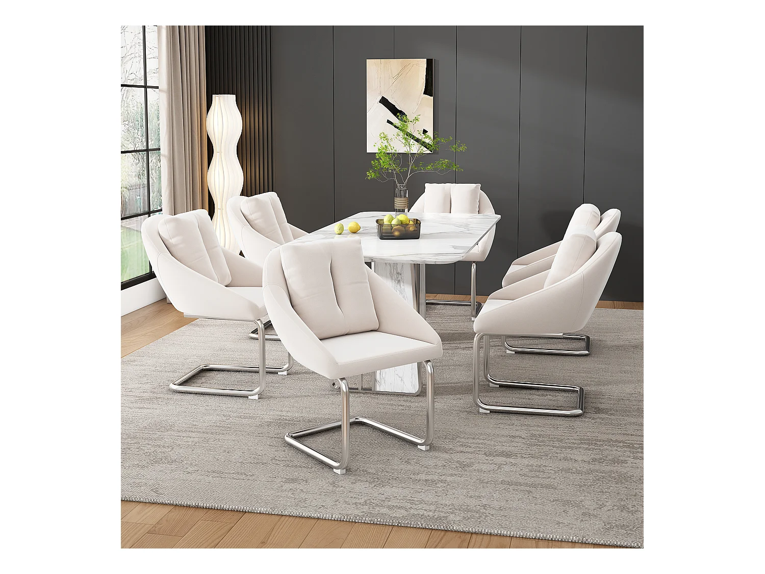 Conjunto de 2 cadeiras de veludo - 82 x 57 x 54 cm - com almofadas - Giratórias de luxo para sala de estar e quarto - Pernas arqueadas - Bege