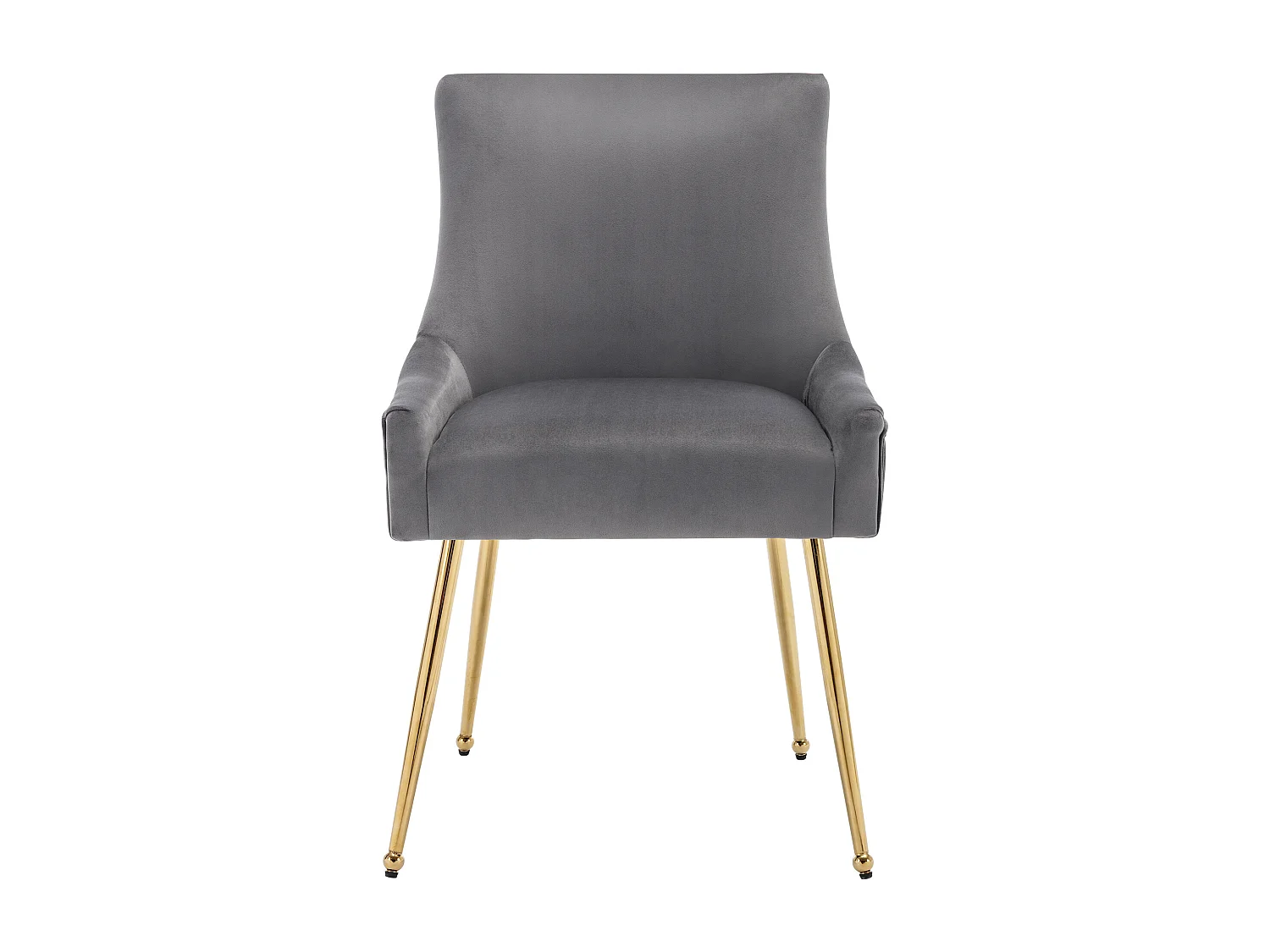 Conjunto de 6 sillas de terciopelo - 86 x 57 x 54 cm - sillón tapizado - patas de metal dorado con asa - gris