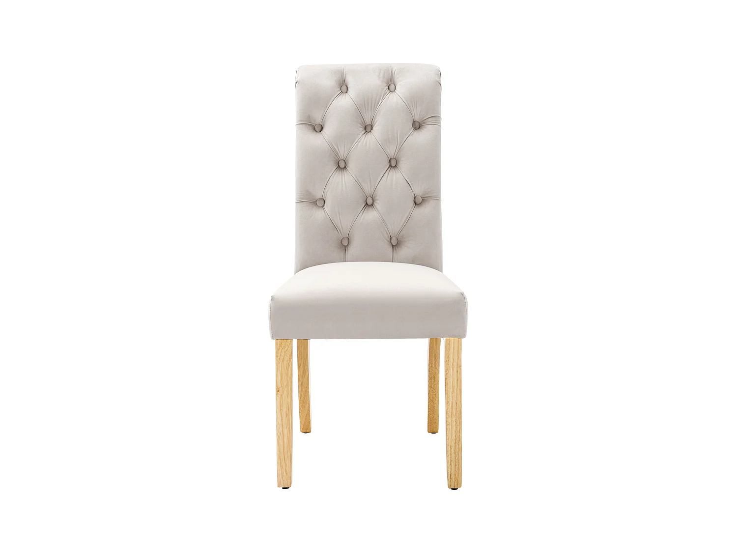 Lot de 6 chaises de salle à manger en velours - 100 x 63 x 45 cm - avec pieds en chêne- pour chambre et salon - beige
