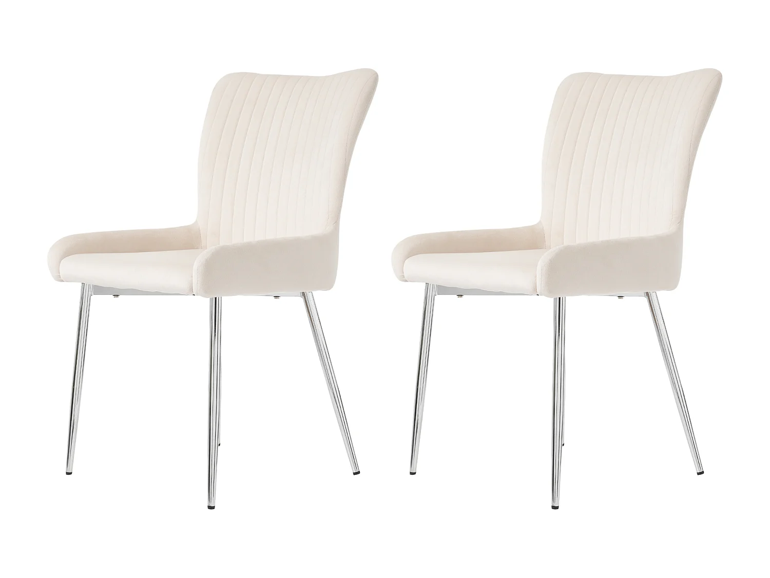 Set di 2 sedie da pranzo in velluto - 85 x 58 x 47 cm - poltrona di lusso - quattro gambe in metallo argentato - beige