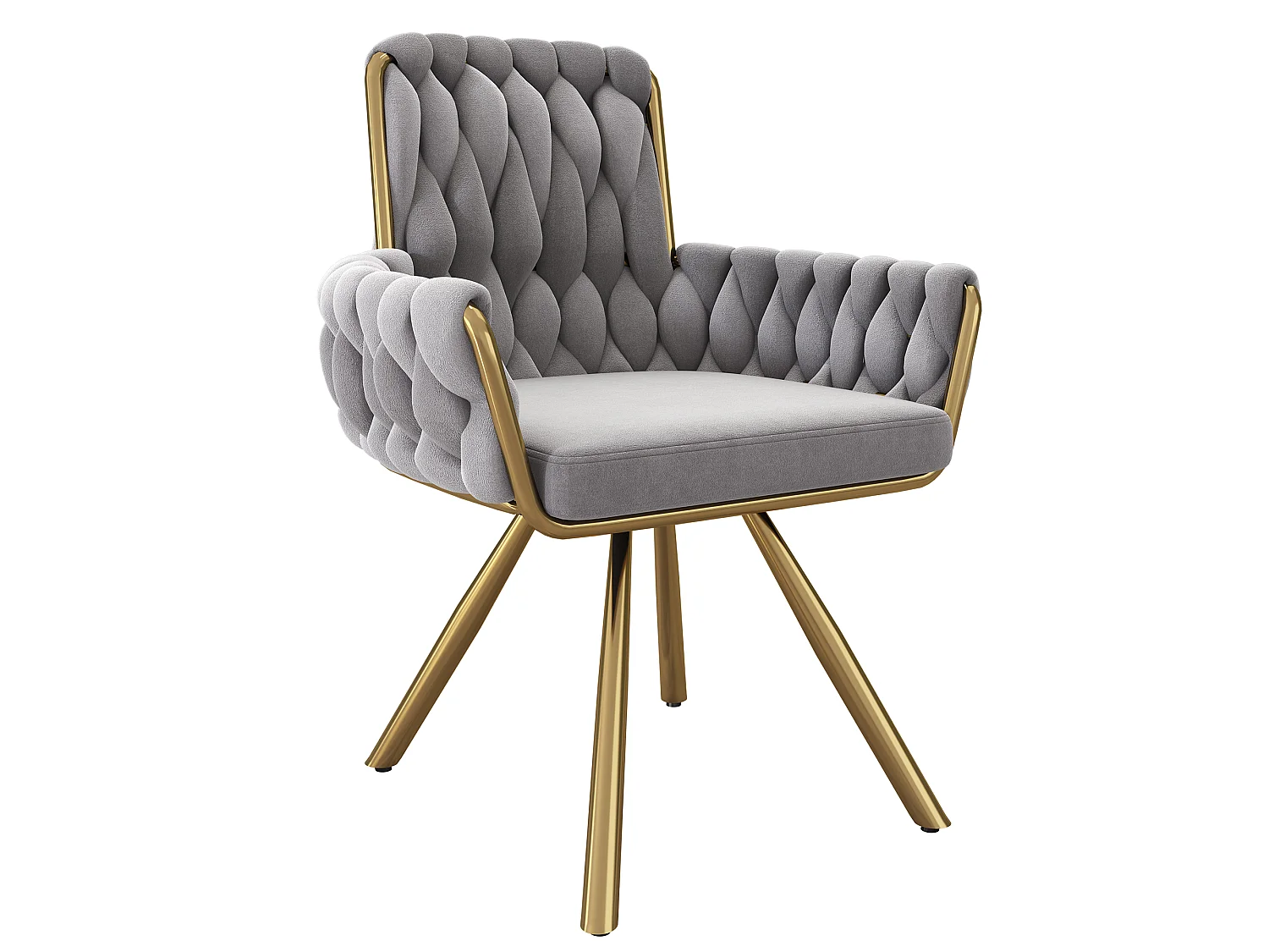 Set of 2 velvet swivel chairs - 87 x 50 x 55 cm - Armchair with four metal legs - Grey