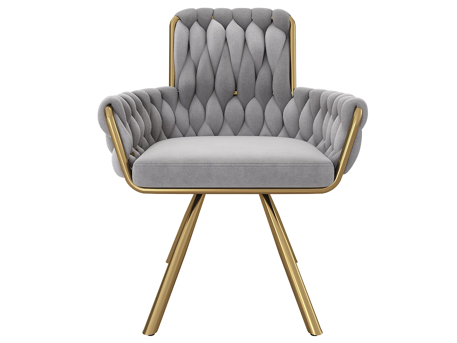 Set of 2 velvet swivel chairs - 87 x 50 x 55 cm - Armchair with four metal legs - Grey