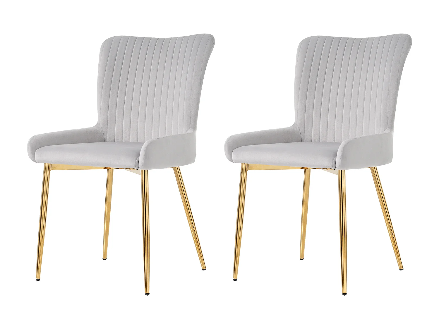Lot de 2 chaises salle à manger en velours - 85 x 58 x 47 cm - chaise salon de luxe - quatre pieds en métal doré - gris