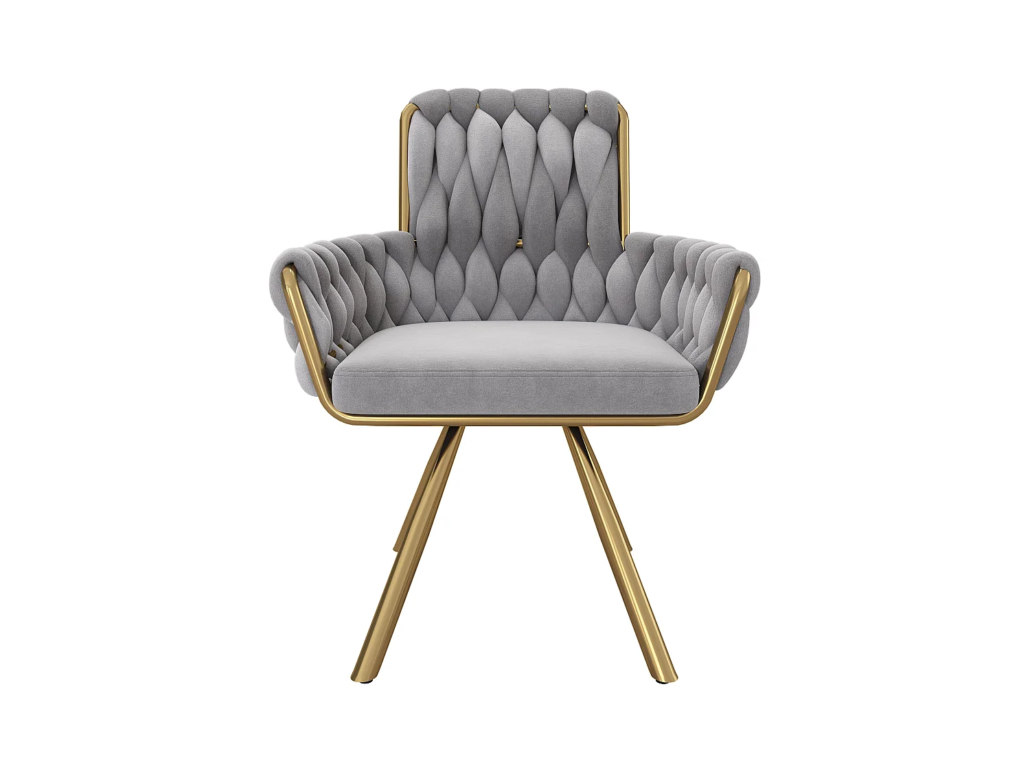 Juego de 6 sillas giratorias de terciopelo - 87 x 50 x 55 cm - Sillón con cuatro patas de metal - Gris