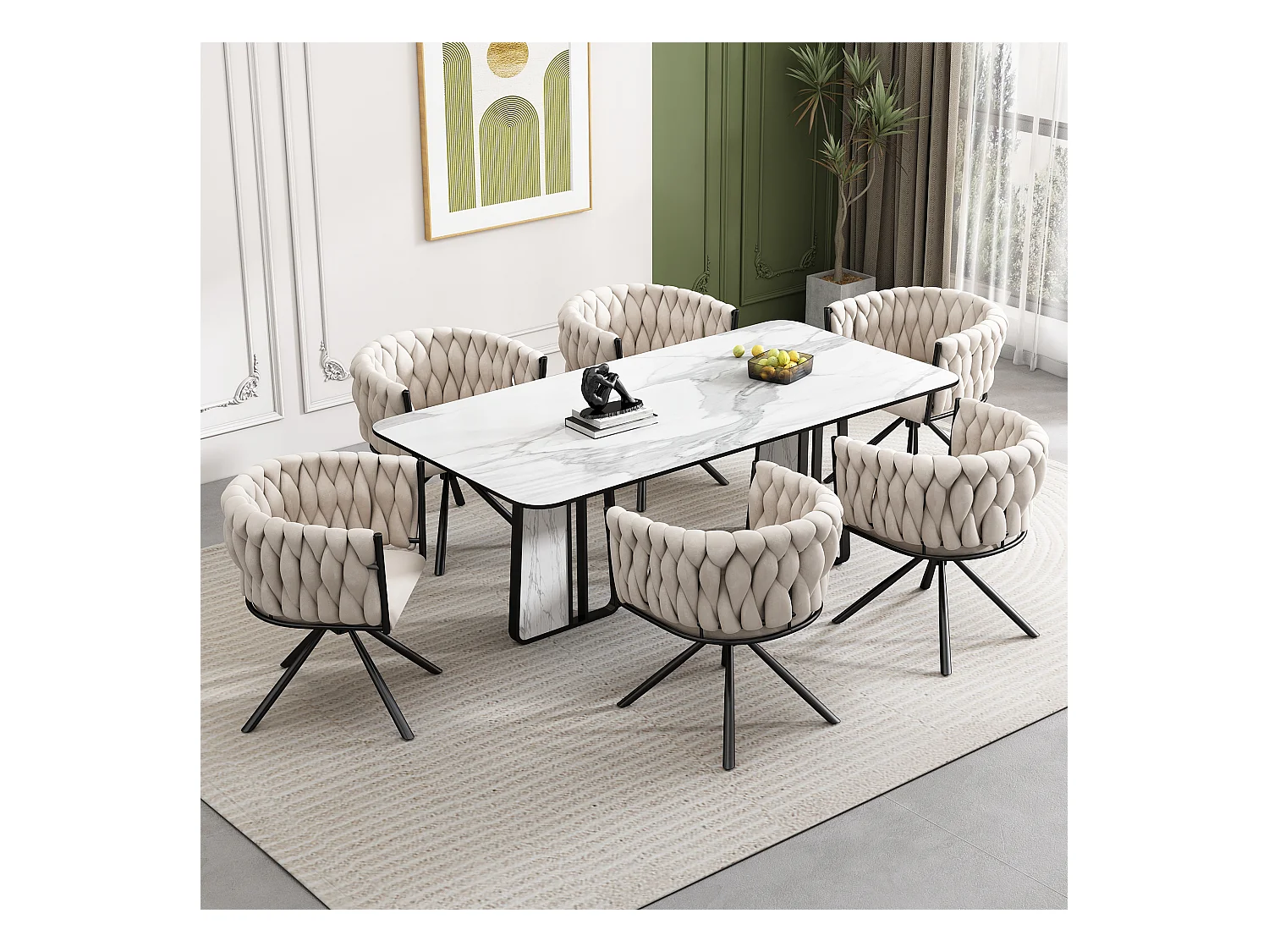 Lot de 6 Chaises pivotantes en velours - 71 x 51.5 x 51.5 cm - pour salon et chambre à coucher - avec quatre pieds en métal - gris