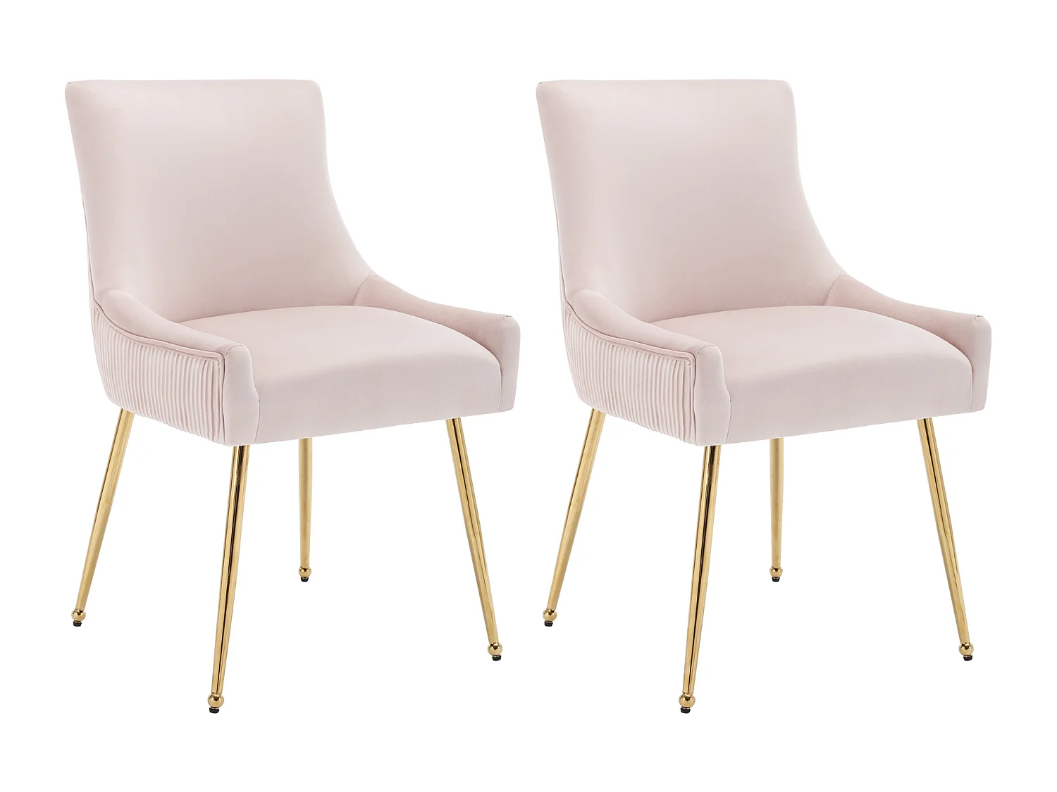Komplet 2 krzeseł welurowych - 86 x 57 x 54 cm - fotel tapicerowany - nogi metalowe srebrne z uchwytem - różowy