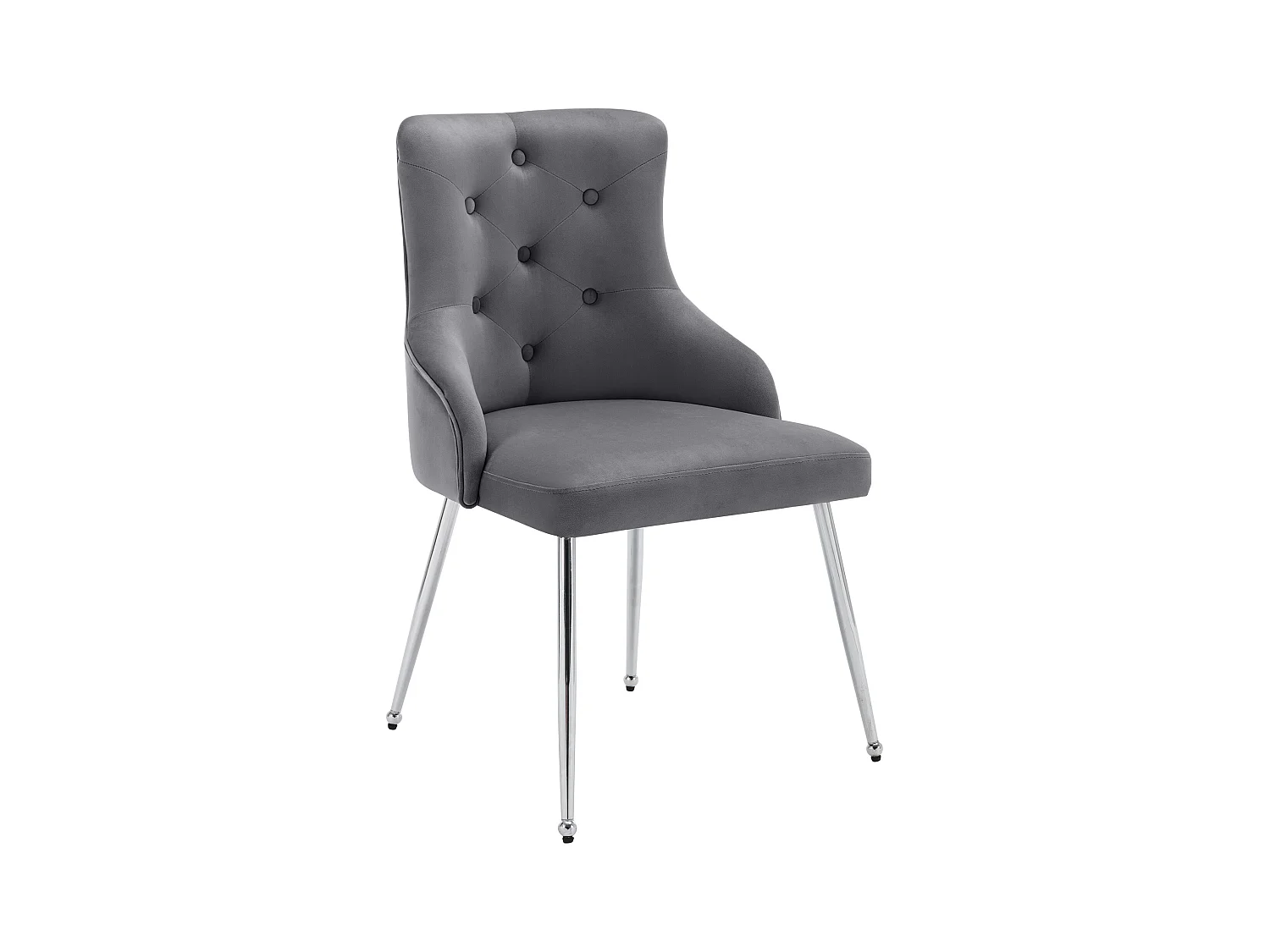 Conjunto de 4 sillas de terciopelo - 87,5 x 58,5 x 54,5 cm - sillón tapizado con cojín lumbar - con patas de metal - gris