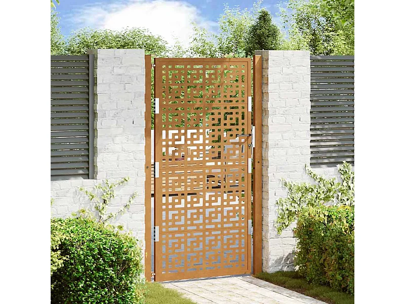 Weerbestendige stalen tuinpoort met kruisontwerp