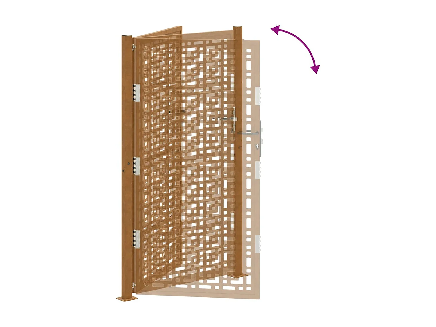 Porte de jardin acier résistant aux intempéries design croisé