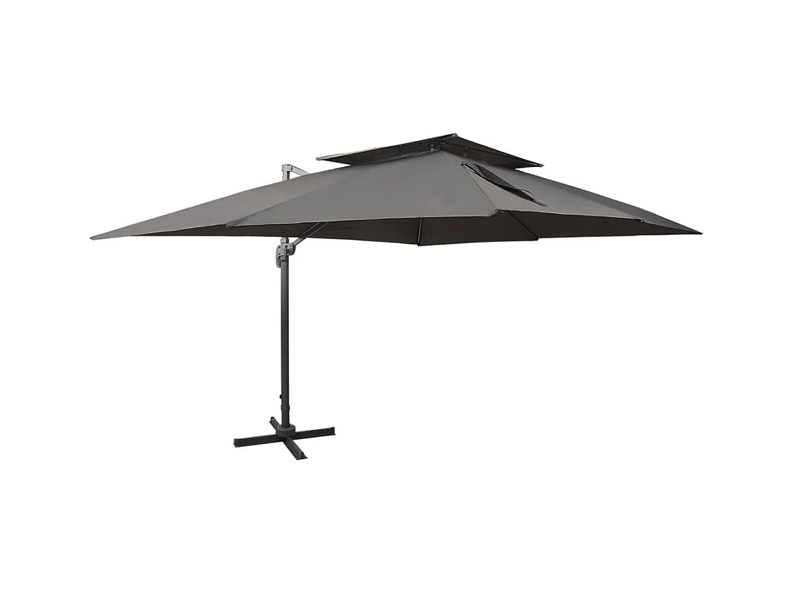 Parasol de jardin en porte-à-faux avec double toit anthracite