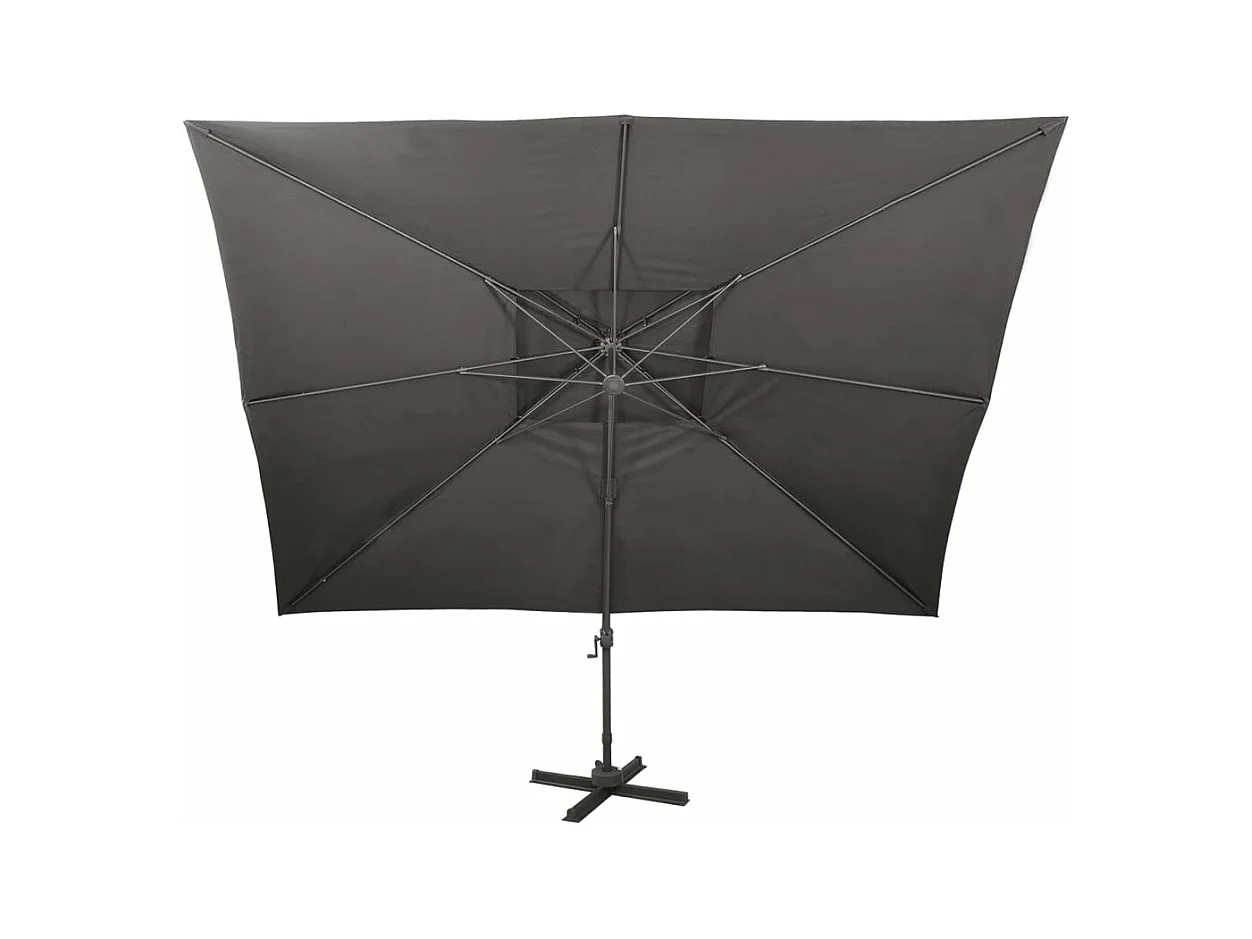 Parasol de jardin en porte-à-faux avec double toit anthracite
