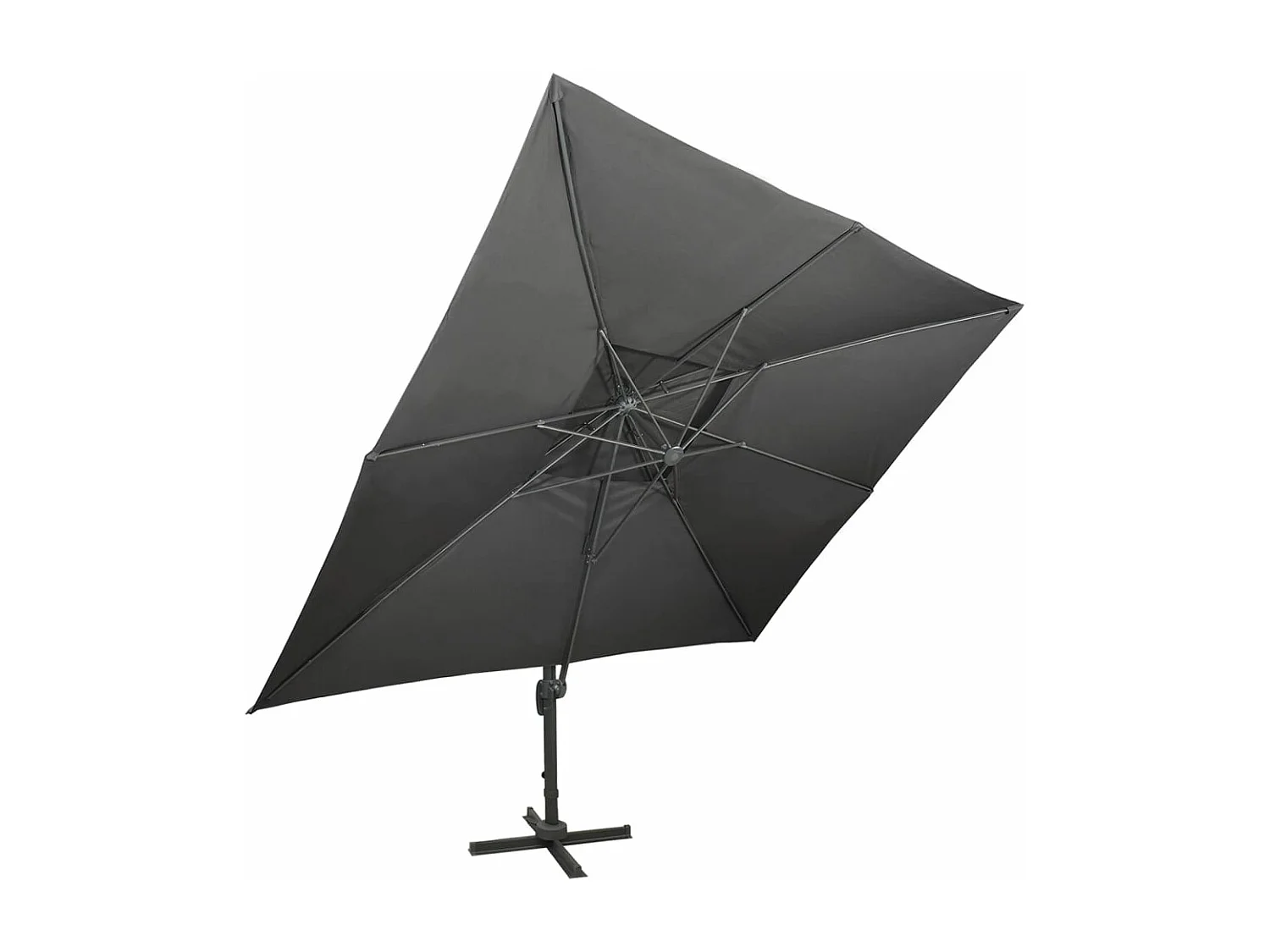 Parasol de jardin en porte-à-faux avec double toit anthracite