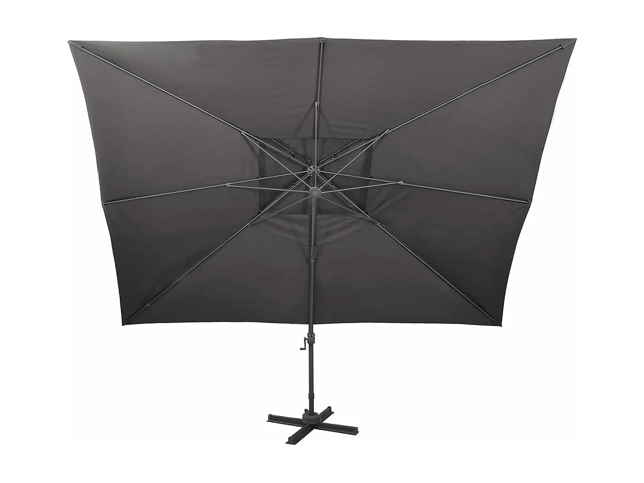 Parasol de jardin en porte-à-faux avec double toit anthracite