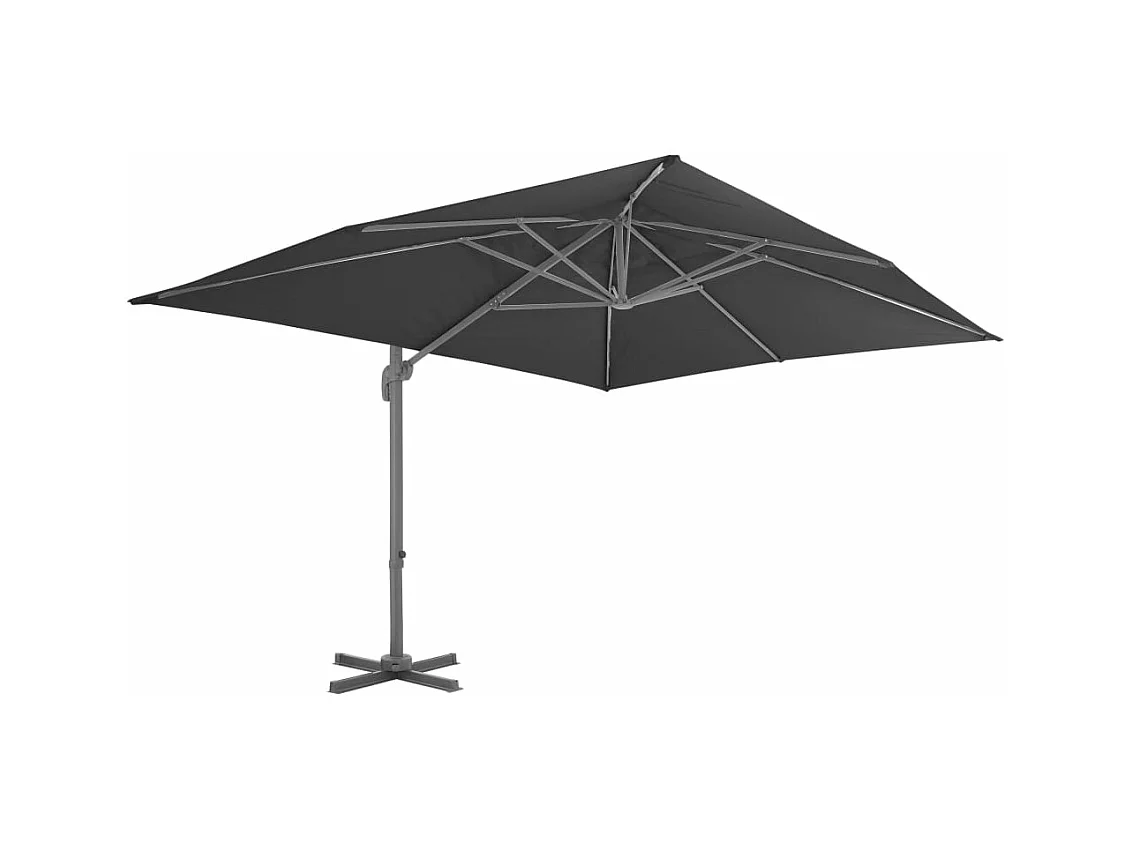 Ombrellone da giardino a sbalzo con palo in alluminio nero