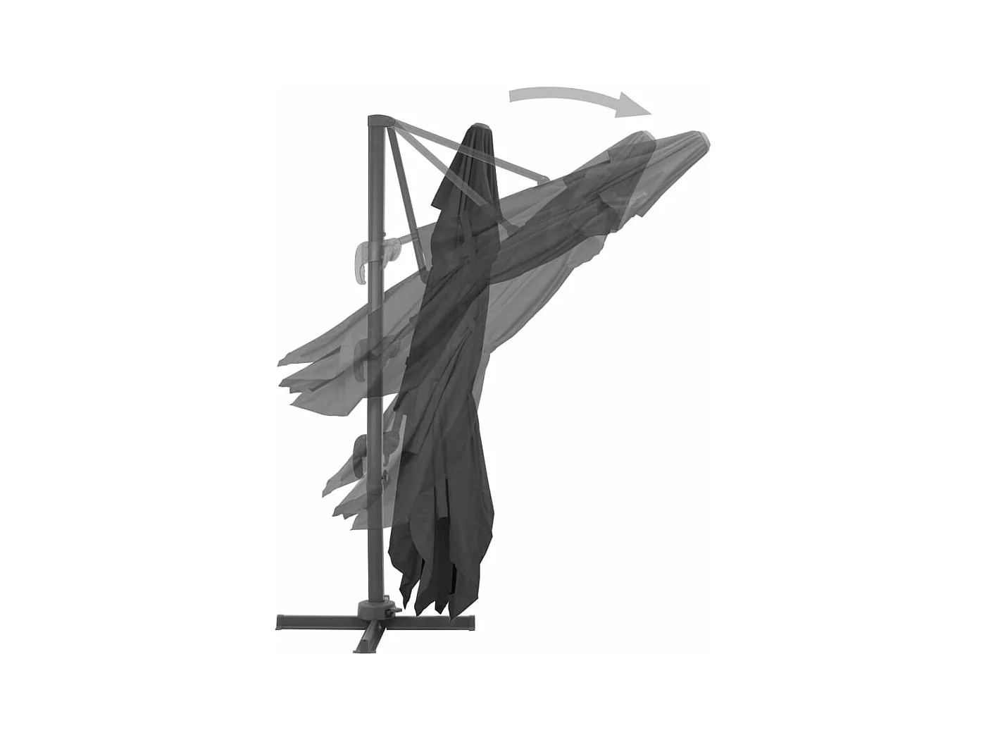 Ombrellone da giardino a sbalzo con palo in alluminio nero