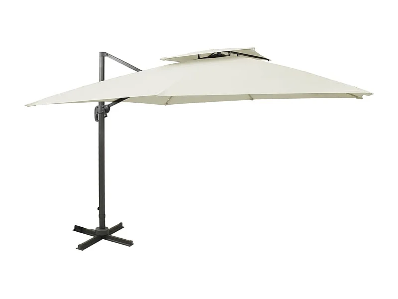 Parasol de jardin en porte-à-faux avec double toit sable
