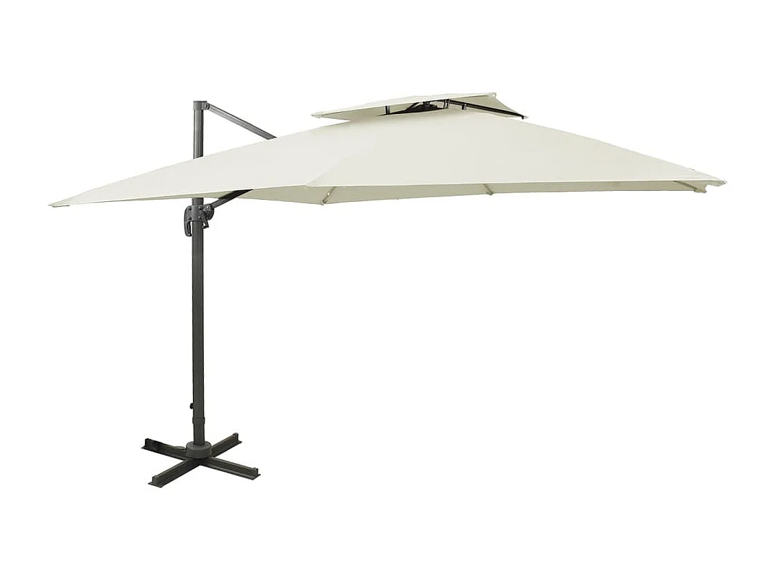 Parasol de jardin en porte-à-faux avec double toit sable