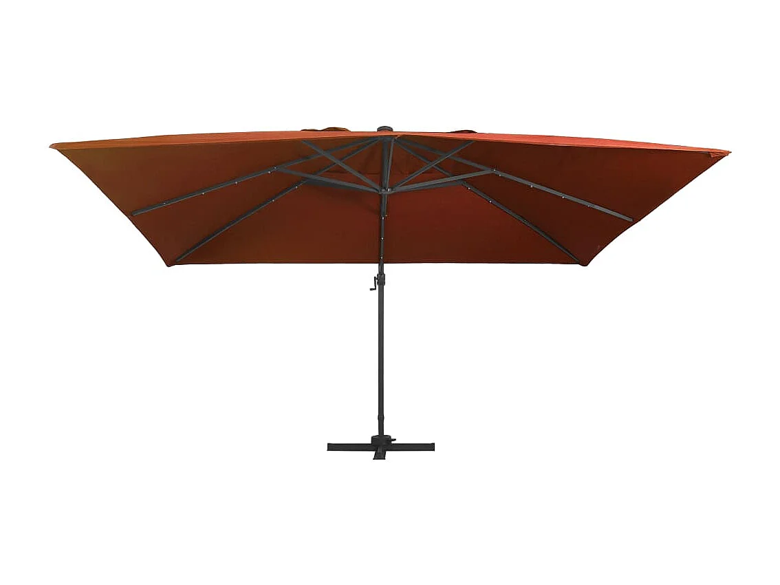 Parasol de jardin en porte-à-faux avec lumières LED terre cuite