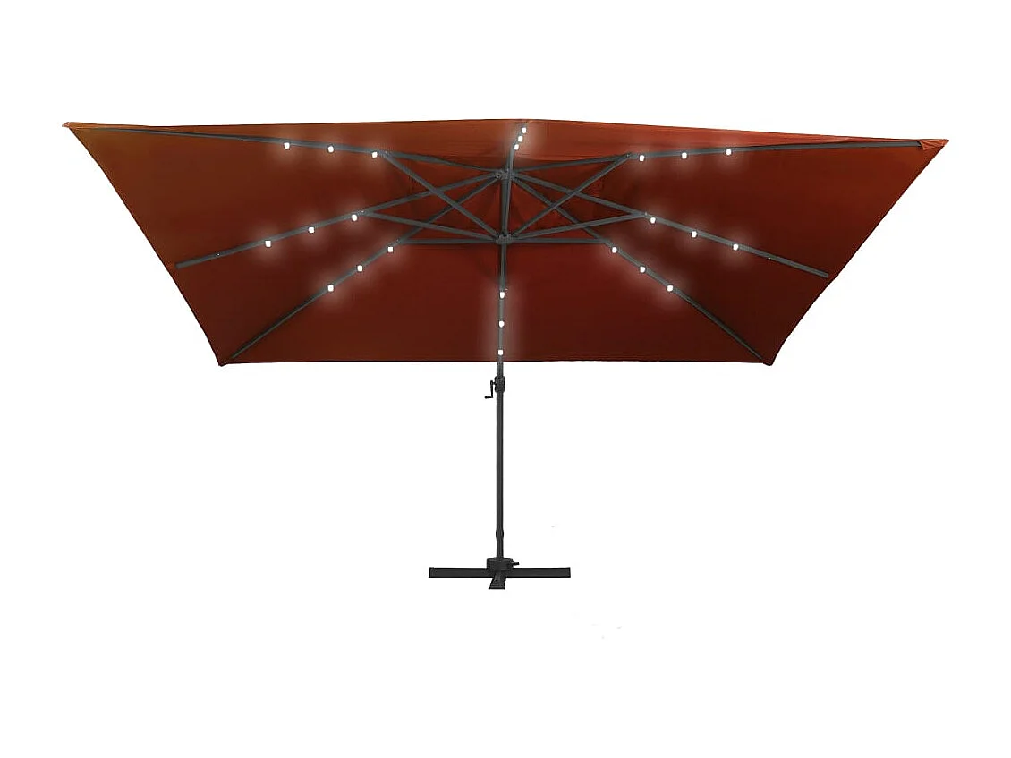 Parasol de jardin en porte-à-faux avec lumières LED terre cuite