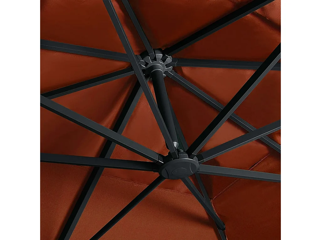 Parasol de jardin en porte-à-faux avec lumières LED terre cuite