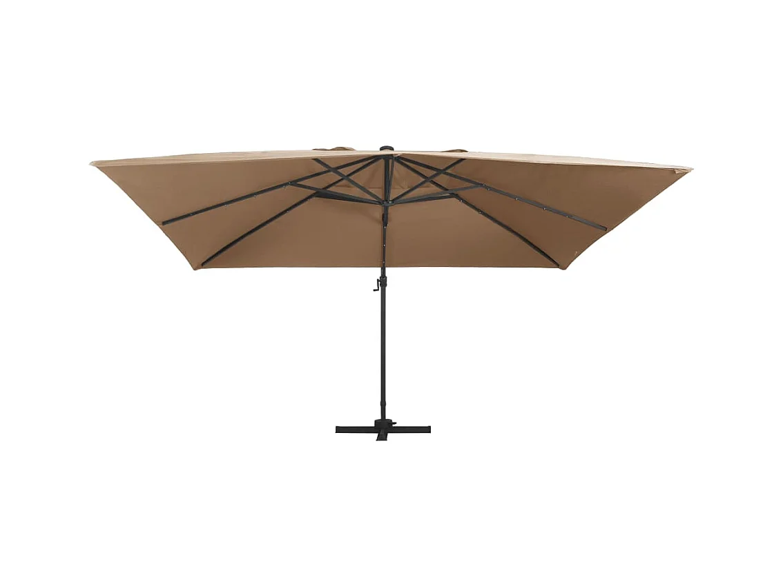 Guarda-sol cantilever de jardim com luzes LED alumínio fosco