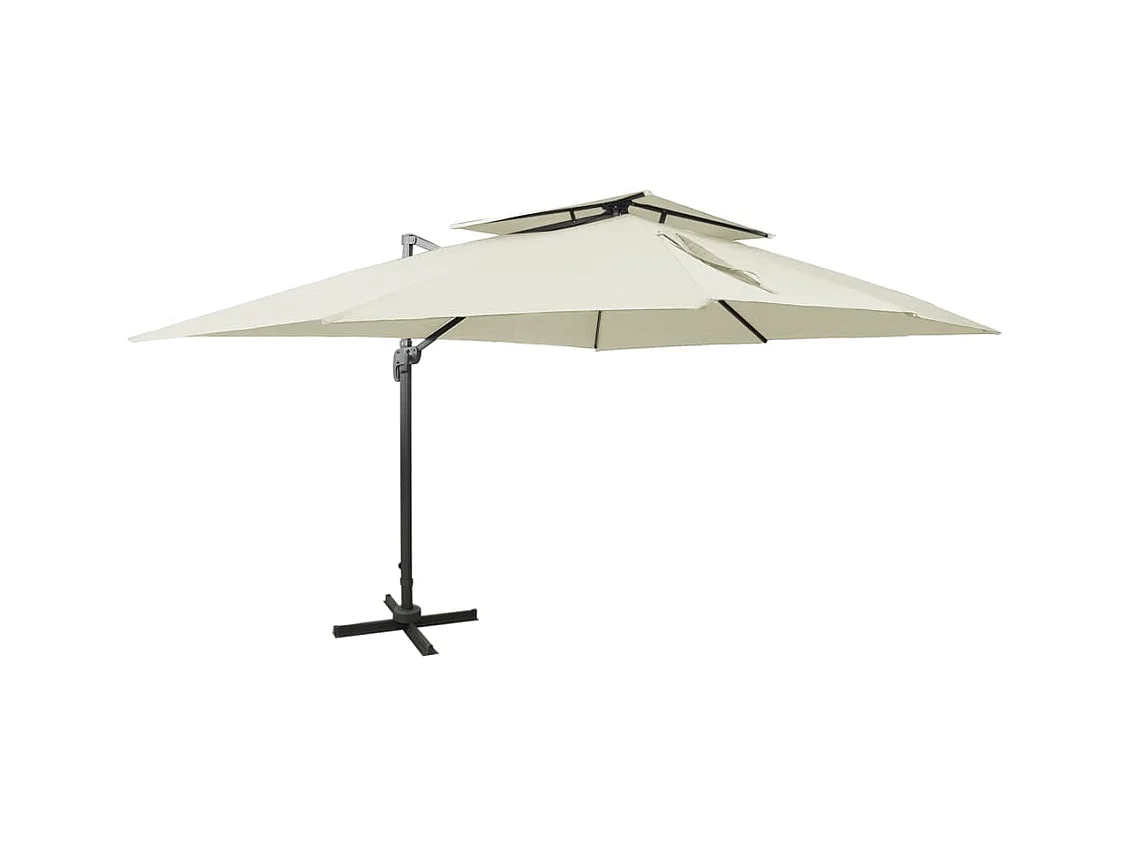Parasol de jardin en porte-à-faux avec double toit sable