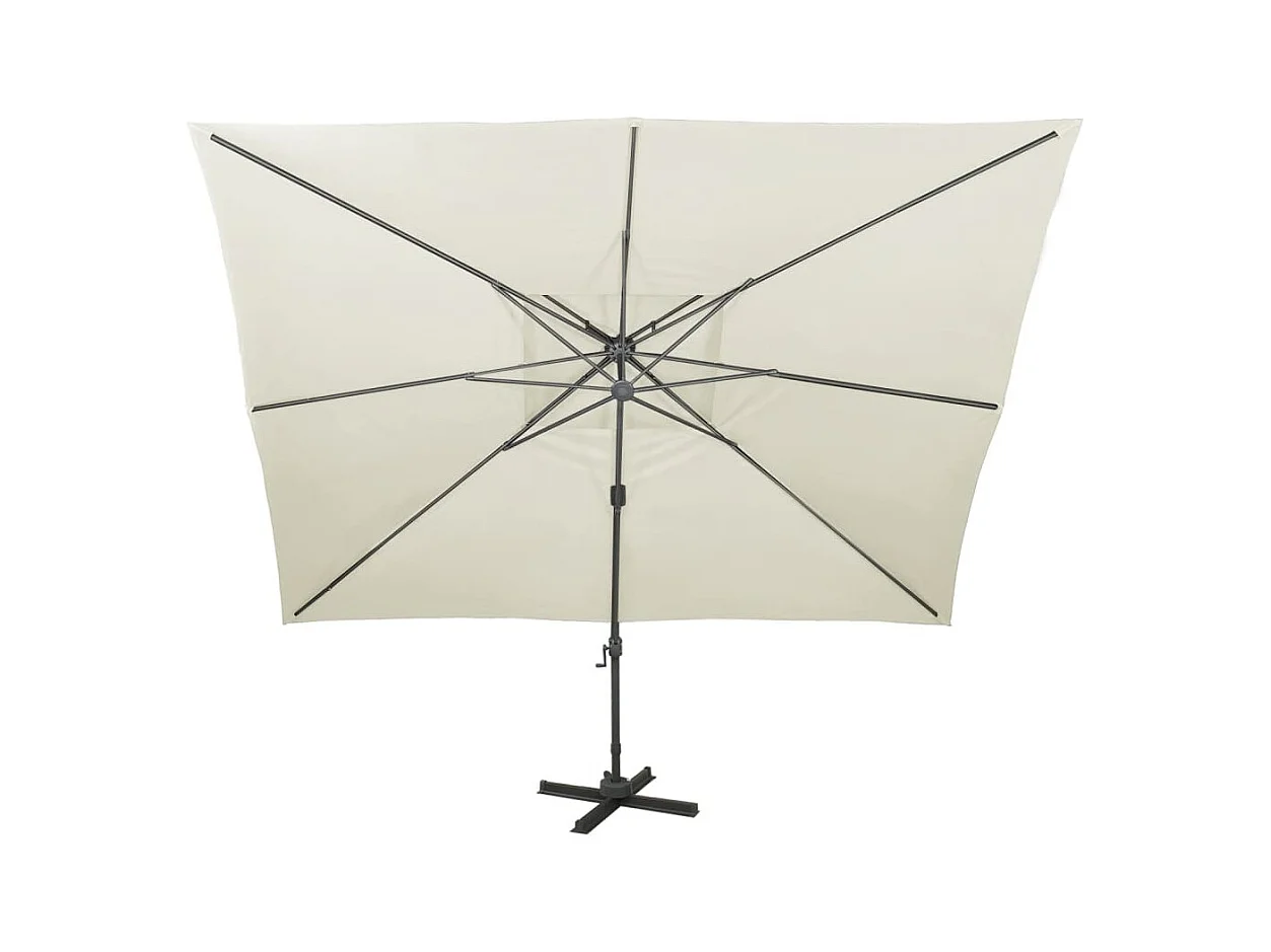 Parasol de jardin en porte-à-faux avec double toit sable