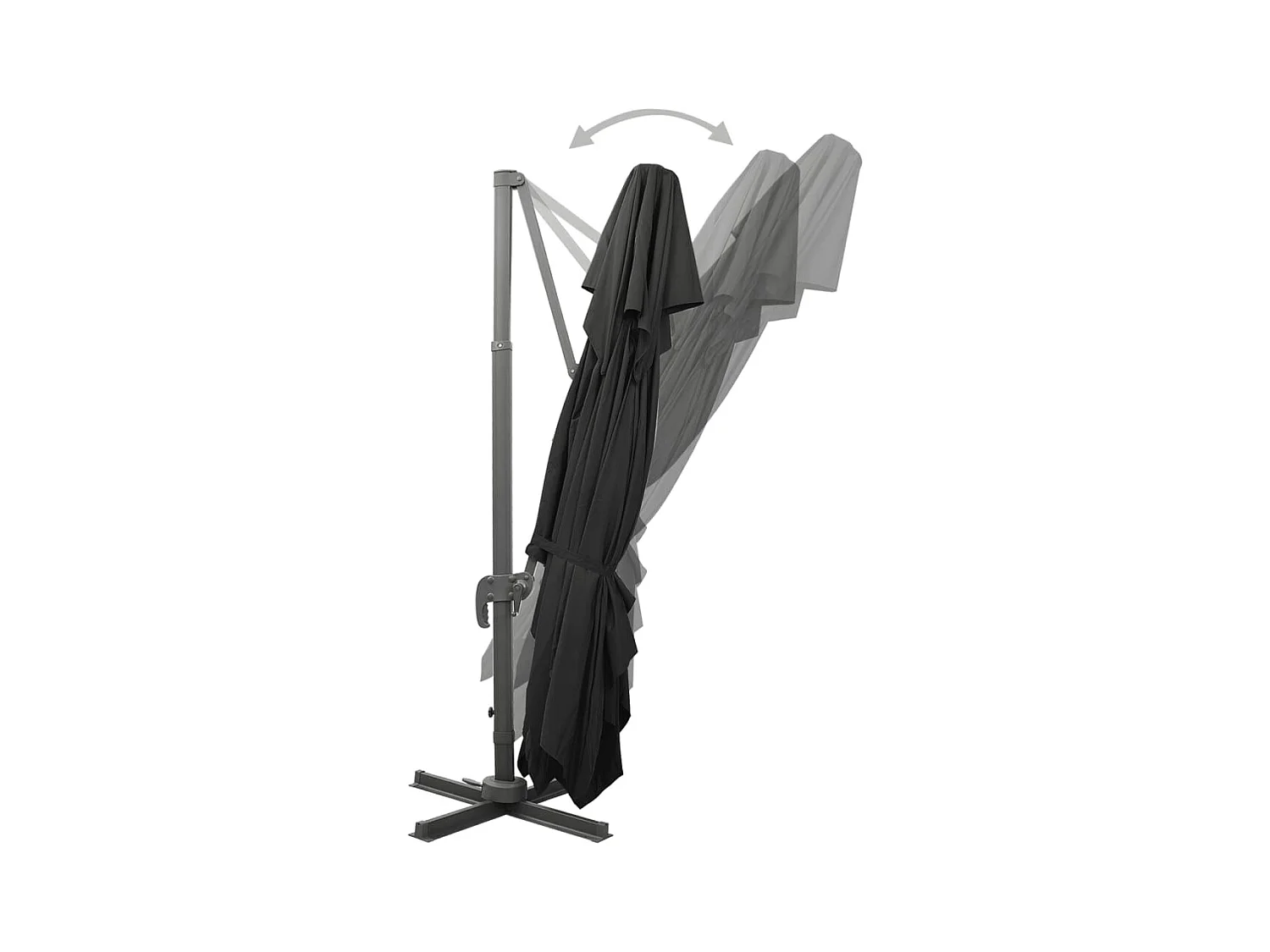 Ombrellone da giardino a sbalzo con doppio tetto nero