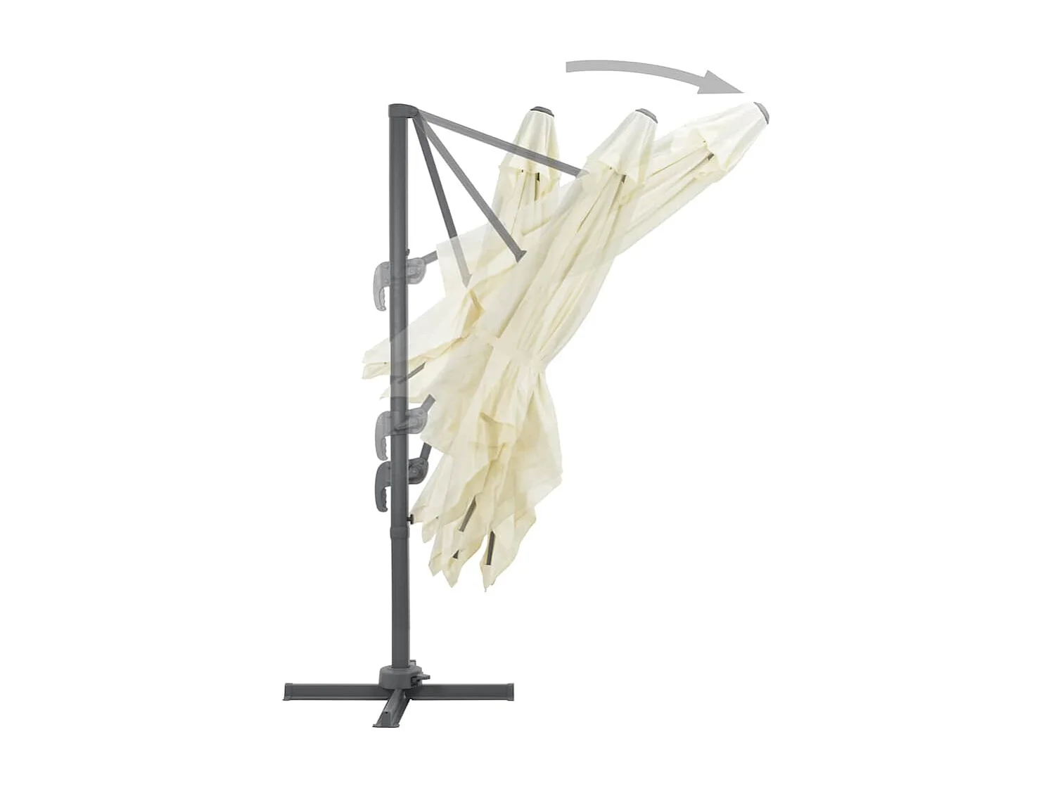 Ampelschirm mit sandfarbenem Aluminiummast