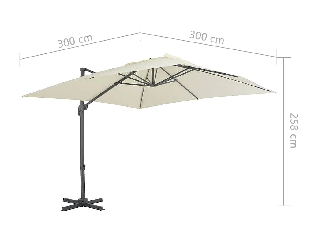 Ampelschirm mit sandfarbenem Aluminiummast