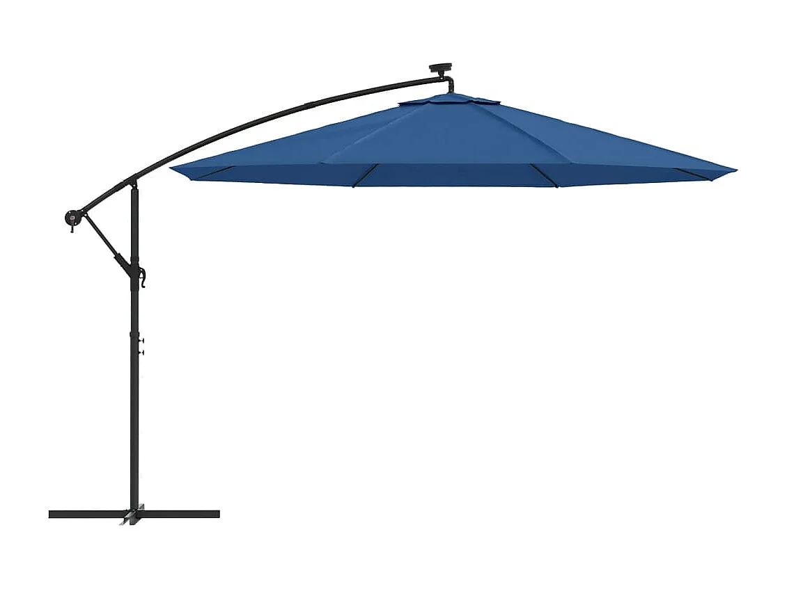 Parasol de jardin en porte-à-faux avec lumières LED bleu azuré