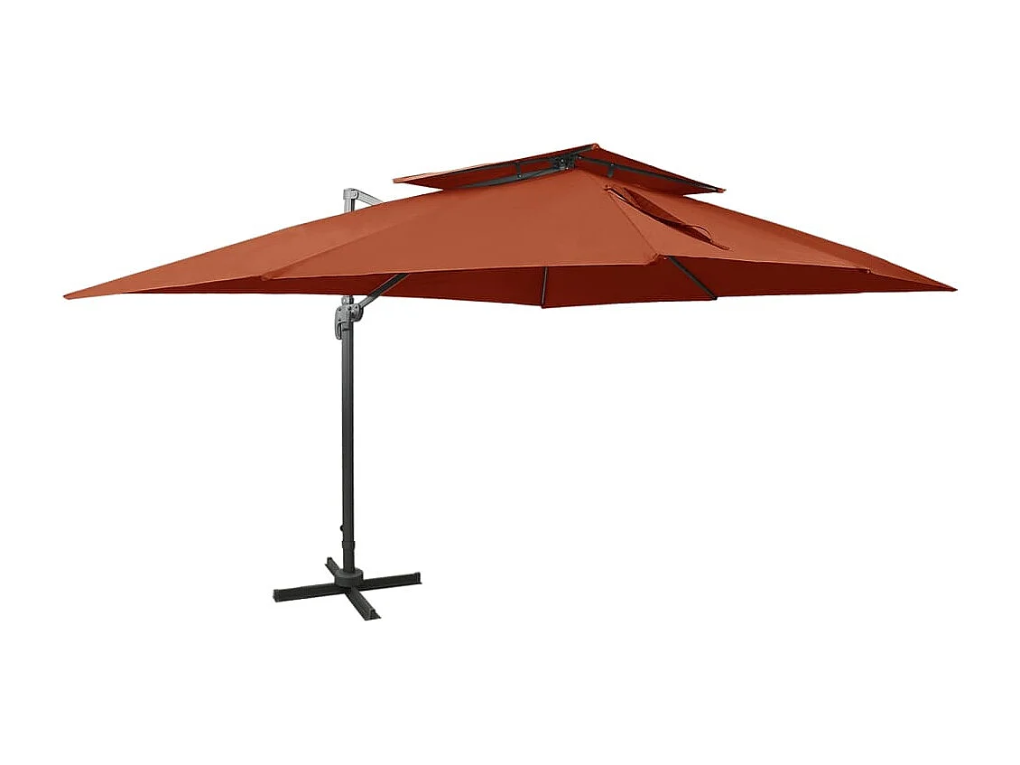 Parasol de jardin en porte-à-faux avec double toit terre cuite