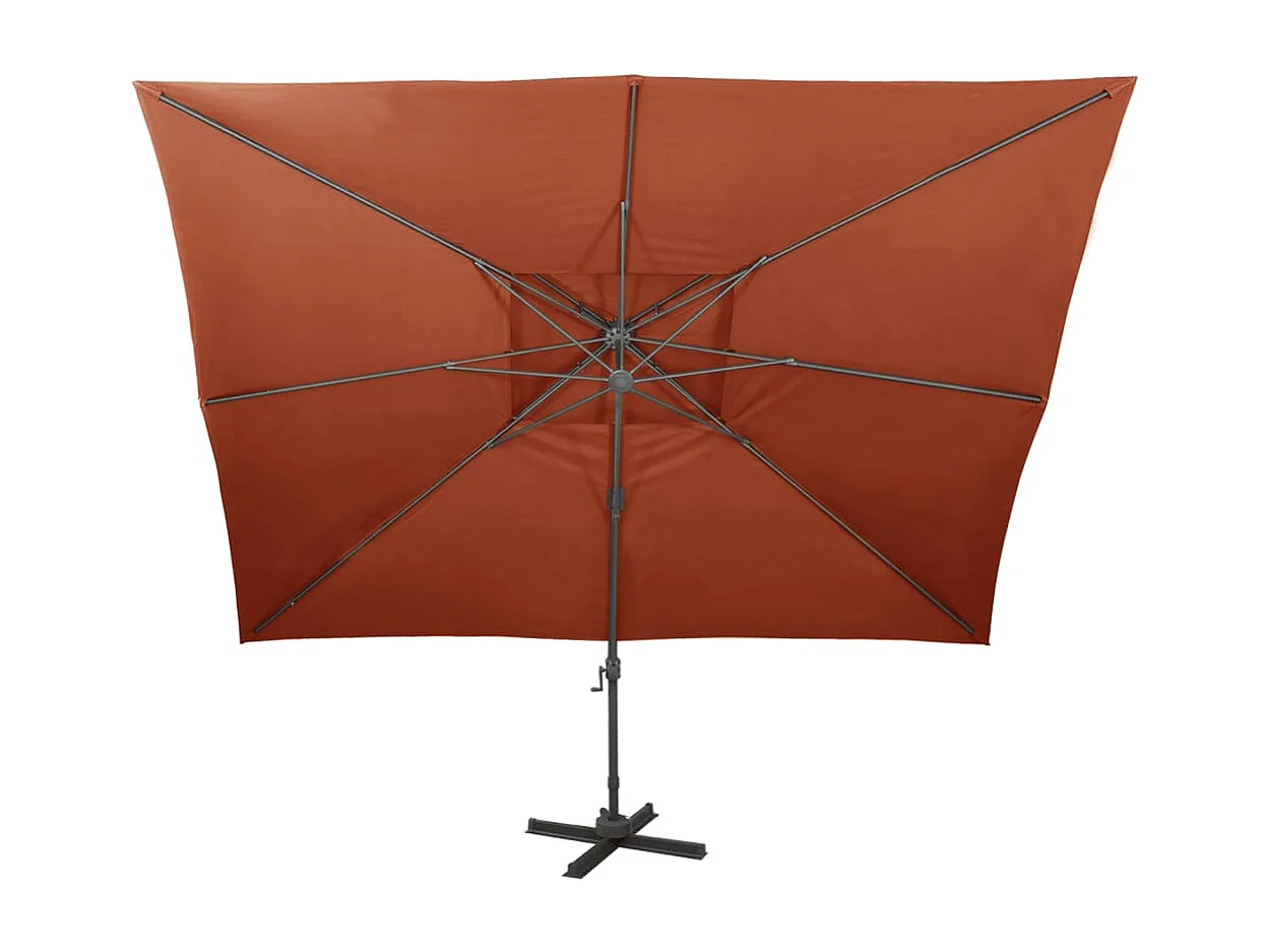 Parasol de jardin en porte-à-faux avec double toit terre cuite