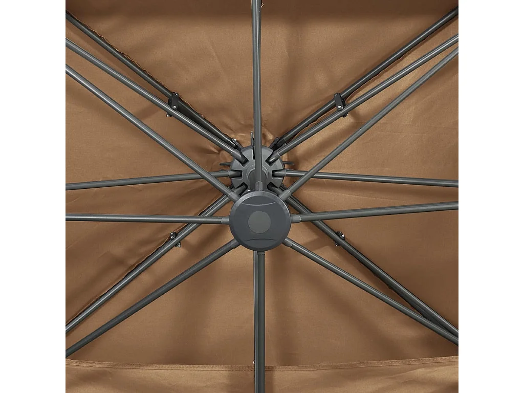Parasol de jardin en porte-à-faux avec double toit taupe