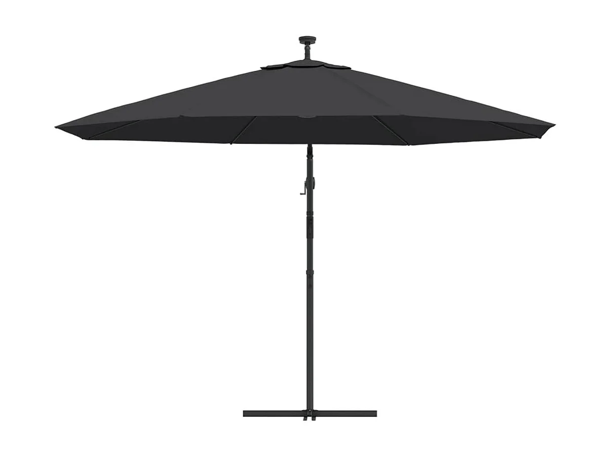 Parasol de jardin en porte-à-faux avec lumières LED noir 350 cm