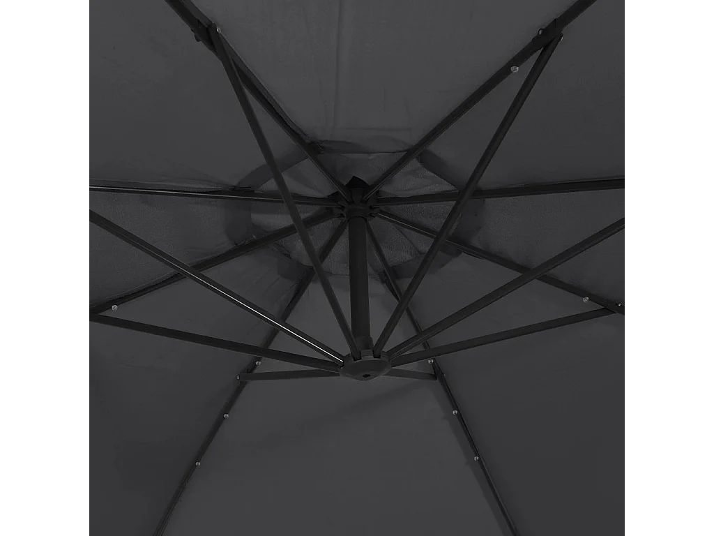 Parasol de jardin en porte-à-faux avec lumières LED noir 350 cm