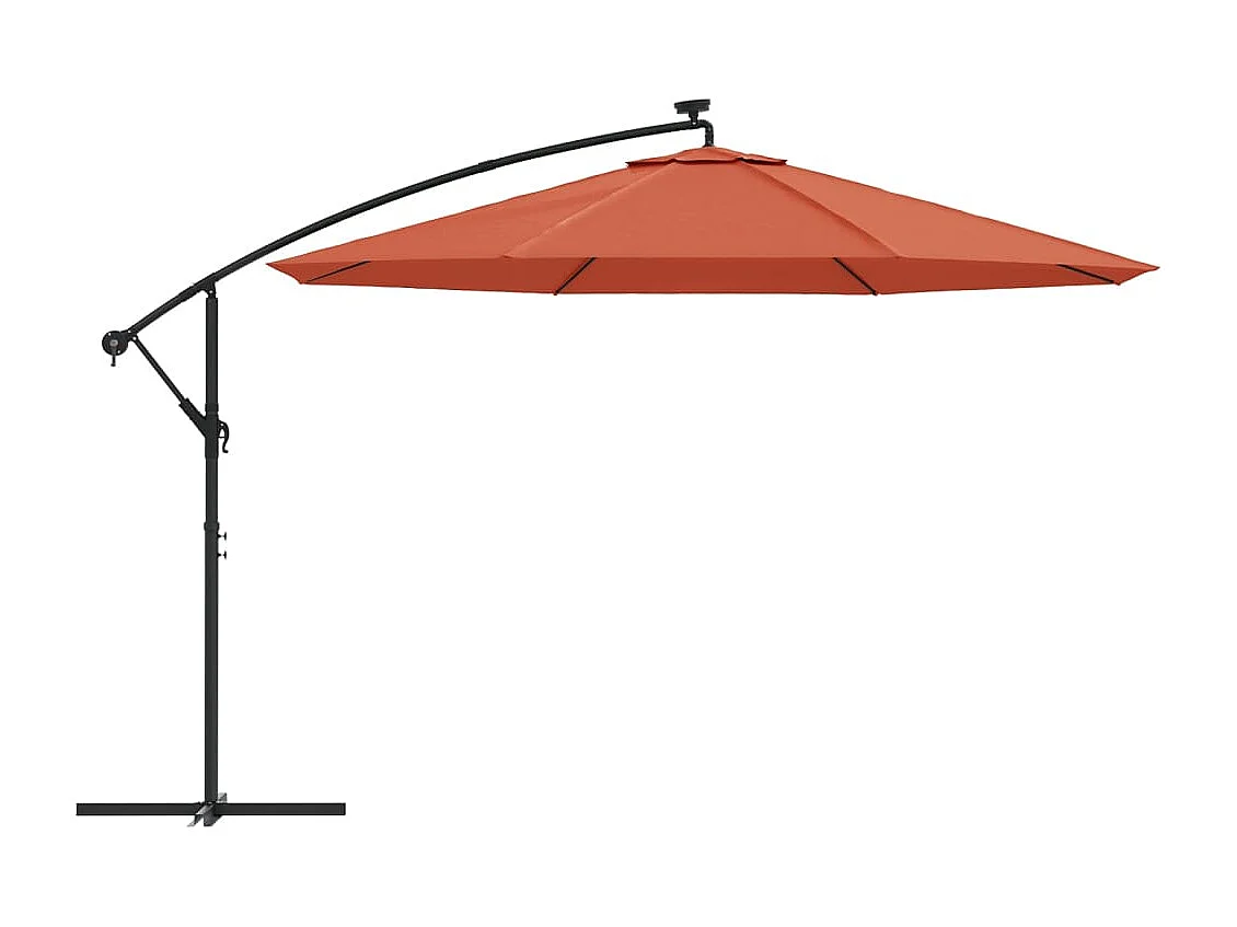 Guarda-sol de jardim cantilever com luzes LED Terracota