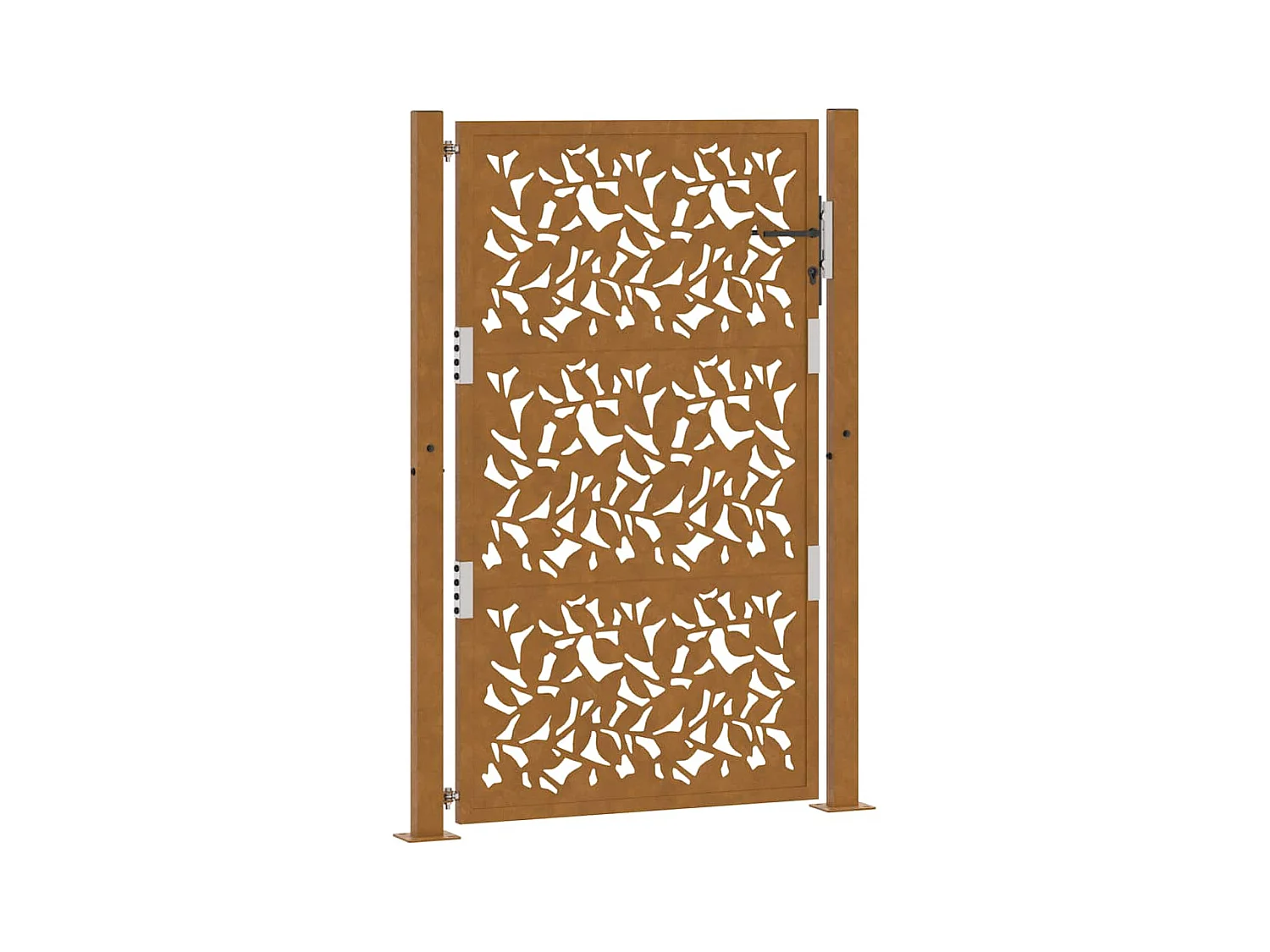 Porte de jardin acier résistant aux intempéries design feuilles