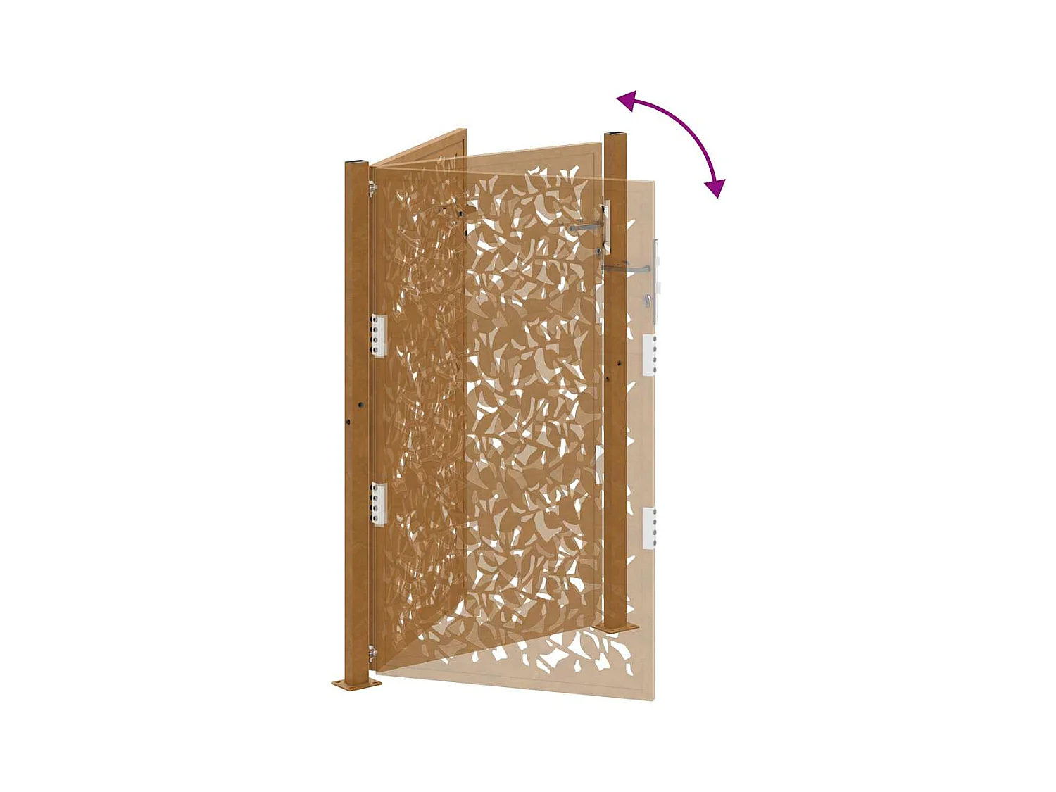 Porte de jardin acier résistant aux intempéries design feuilles