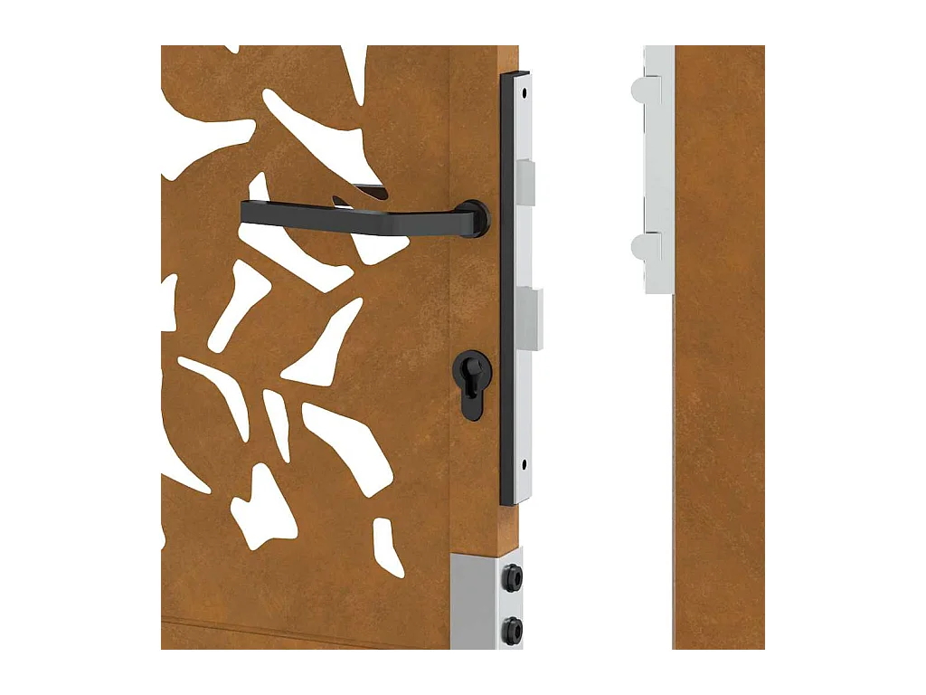 Porte de jardin acier résistant aux intempéries design feuilles