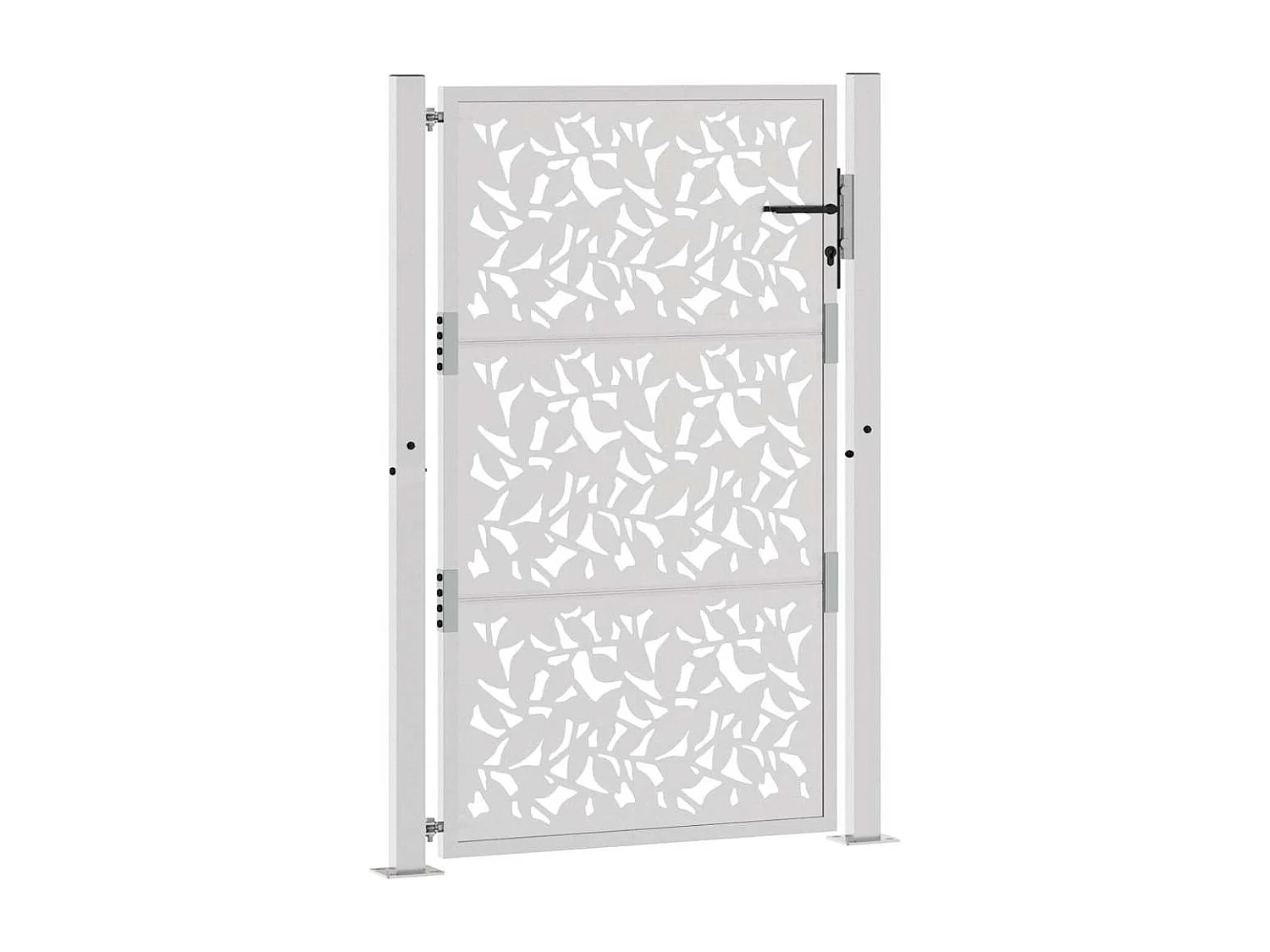 Wetterfestes Gartentor aus Stahl im Blattdesign