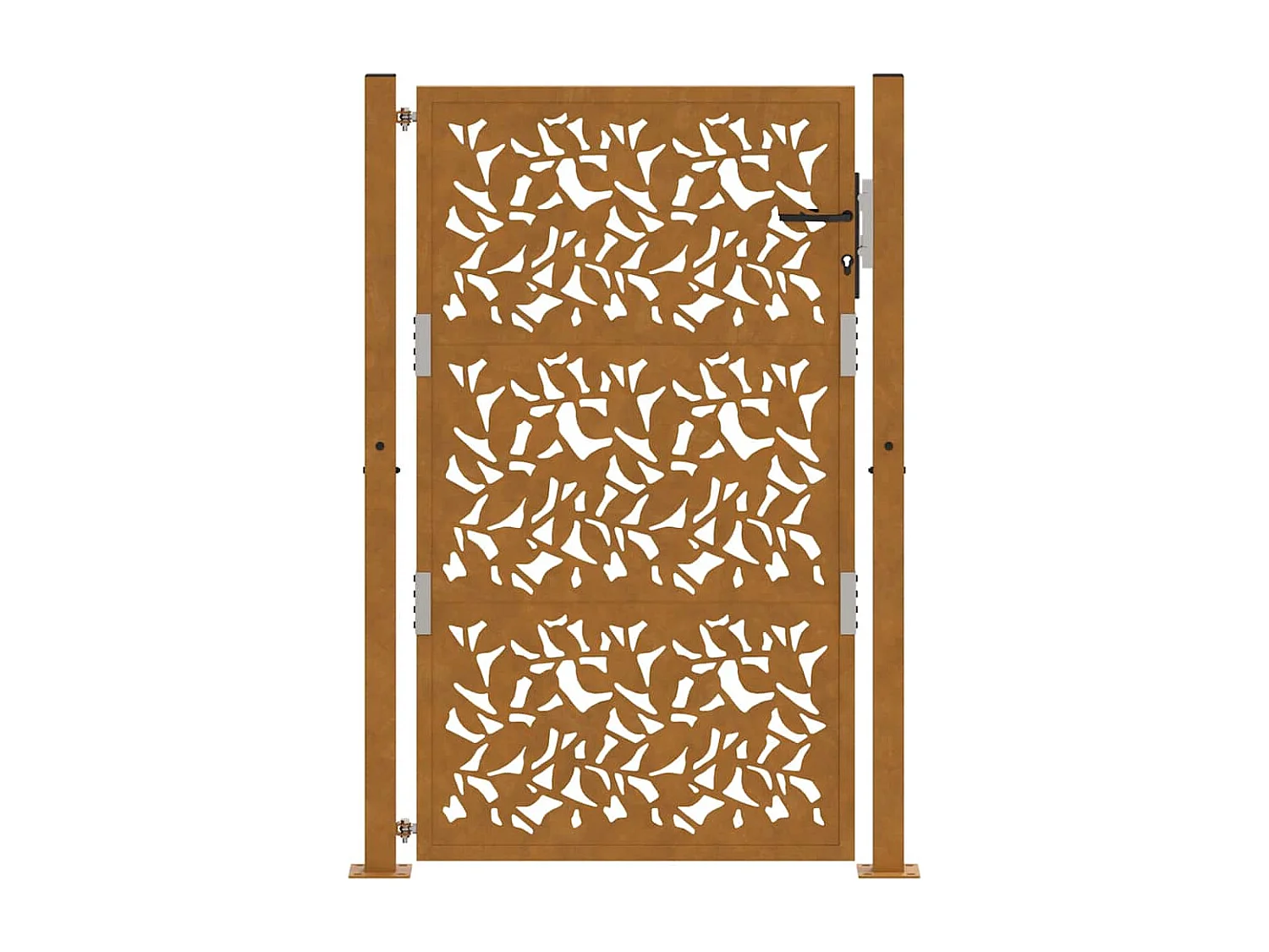 Wetterfestes Gartentor aus Stahl im Blattdesign