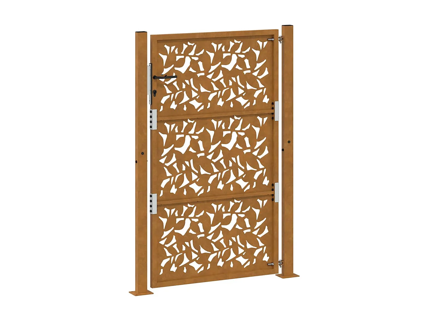 Wetterfestes Gartentor aus Stahl im Blattdesign