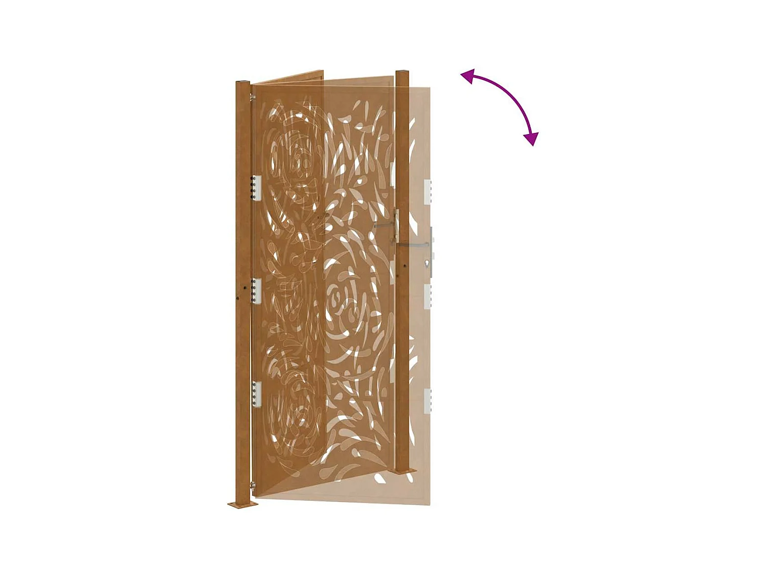 Porte de jardin acier résistant aux intempéries design flamme