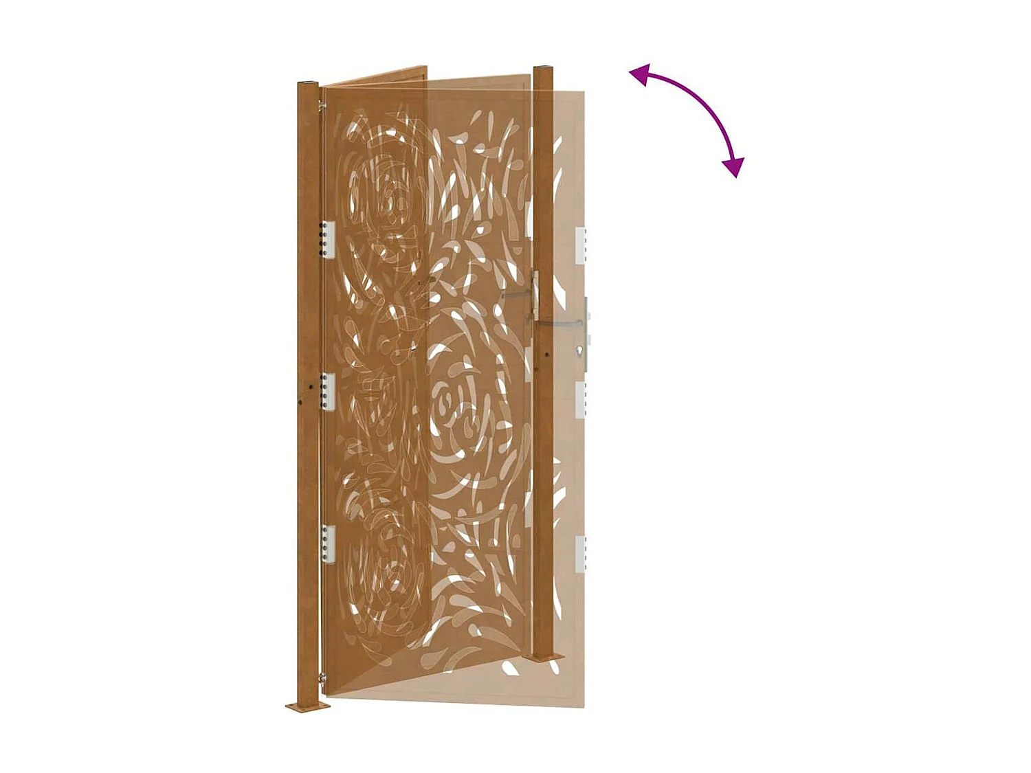 Porte de jardin acier résistant aux intempéries design flamme