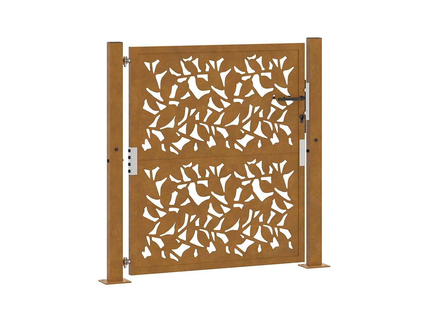 Porte de jardin acier résistant aux intempéries design feuilles