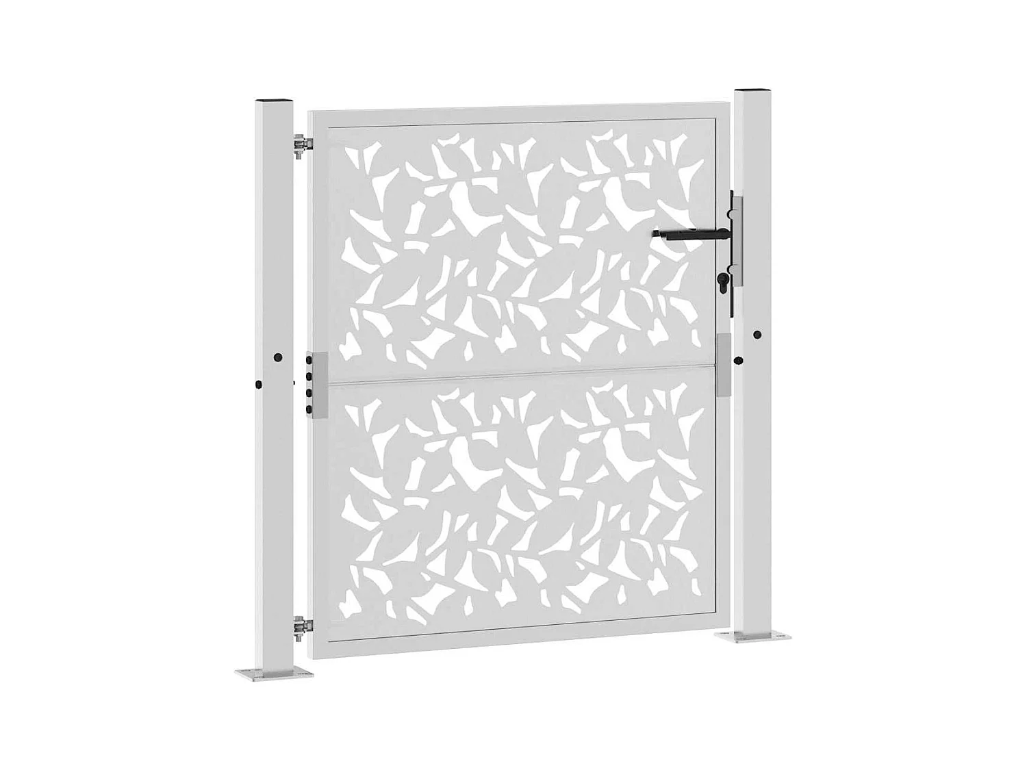 Porte de jardin acier résistant aux intempéries design feuilles