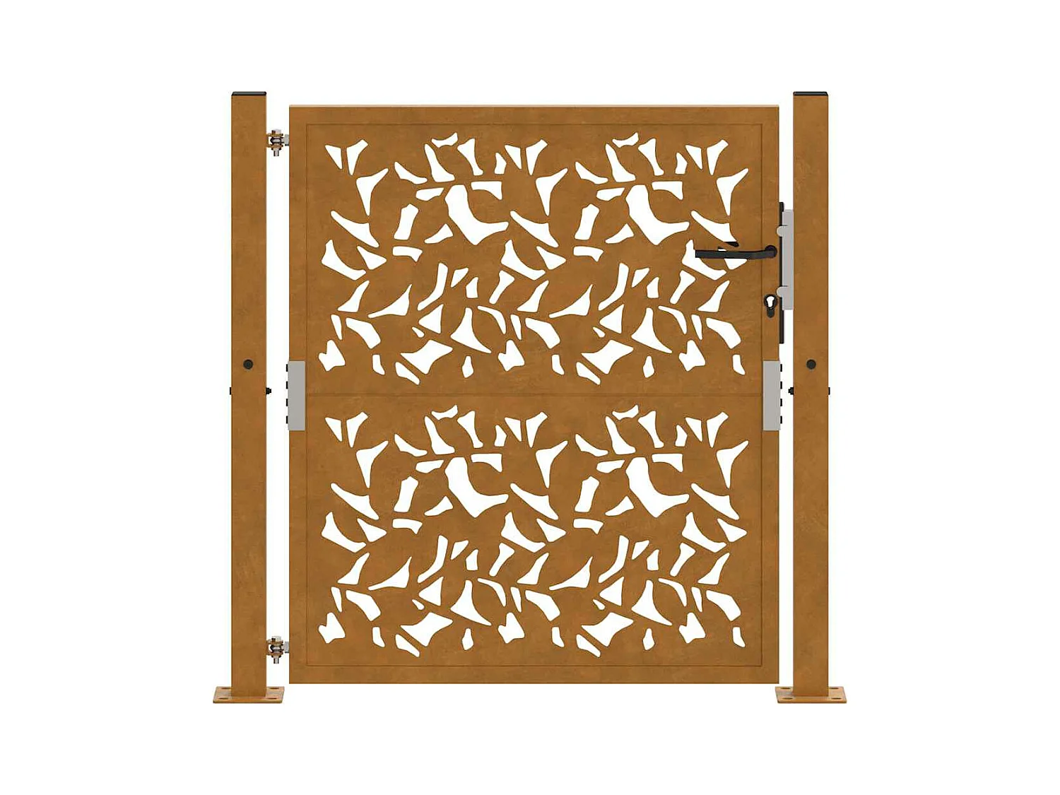 Porte de jardin acier résistant aux intempéries design feuilles